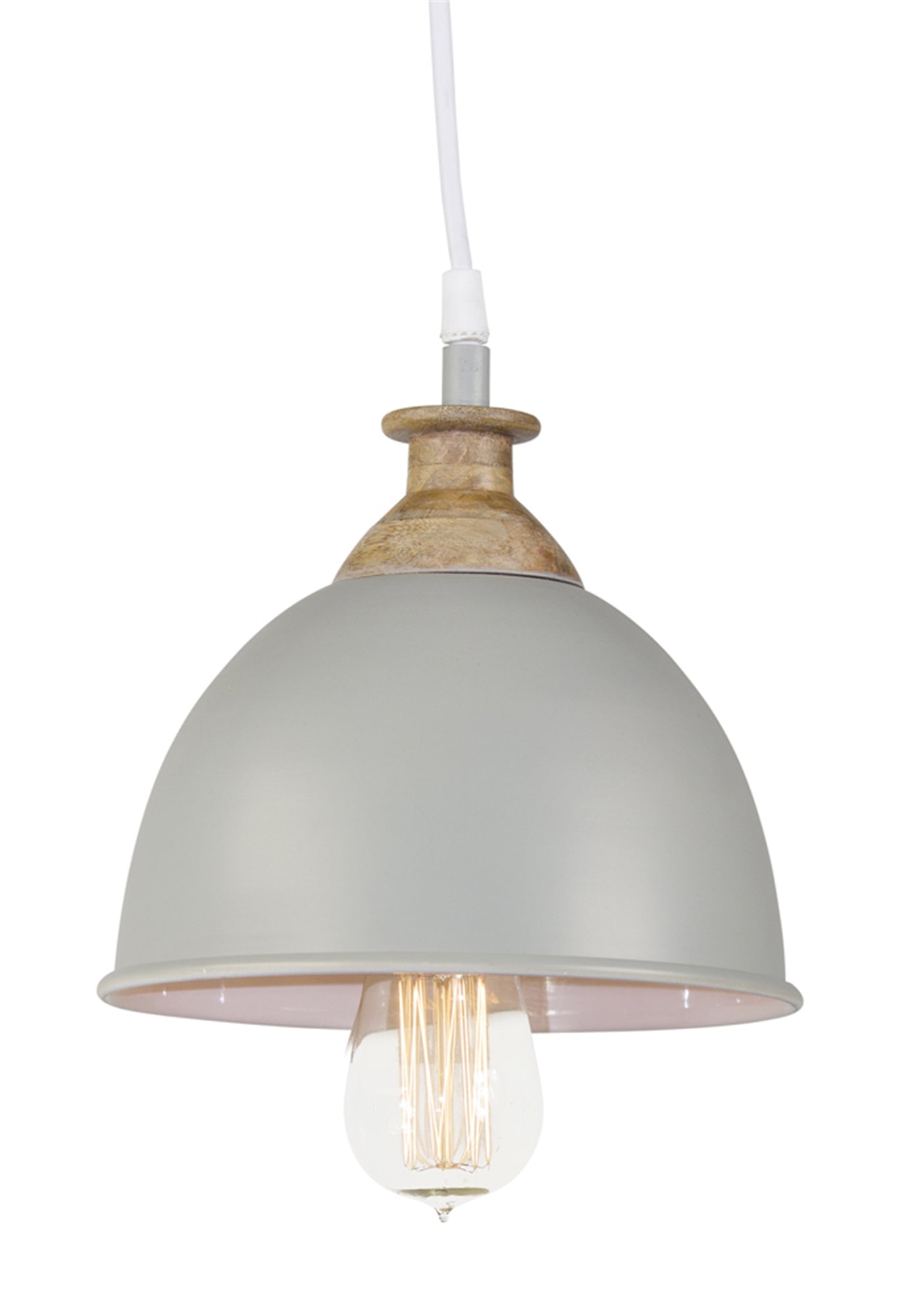 Gray Enameled w/ Wood Accent Pendant (5667385278621)
