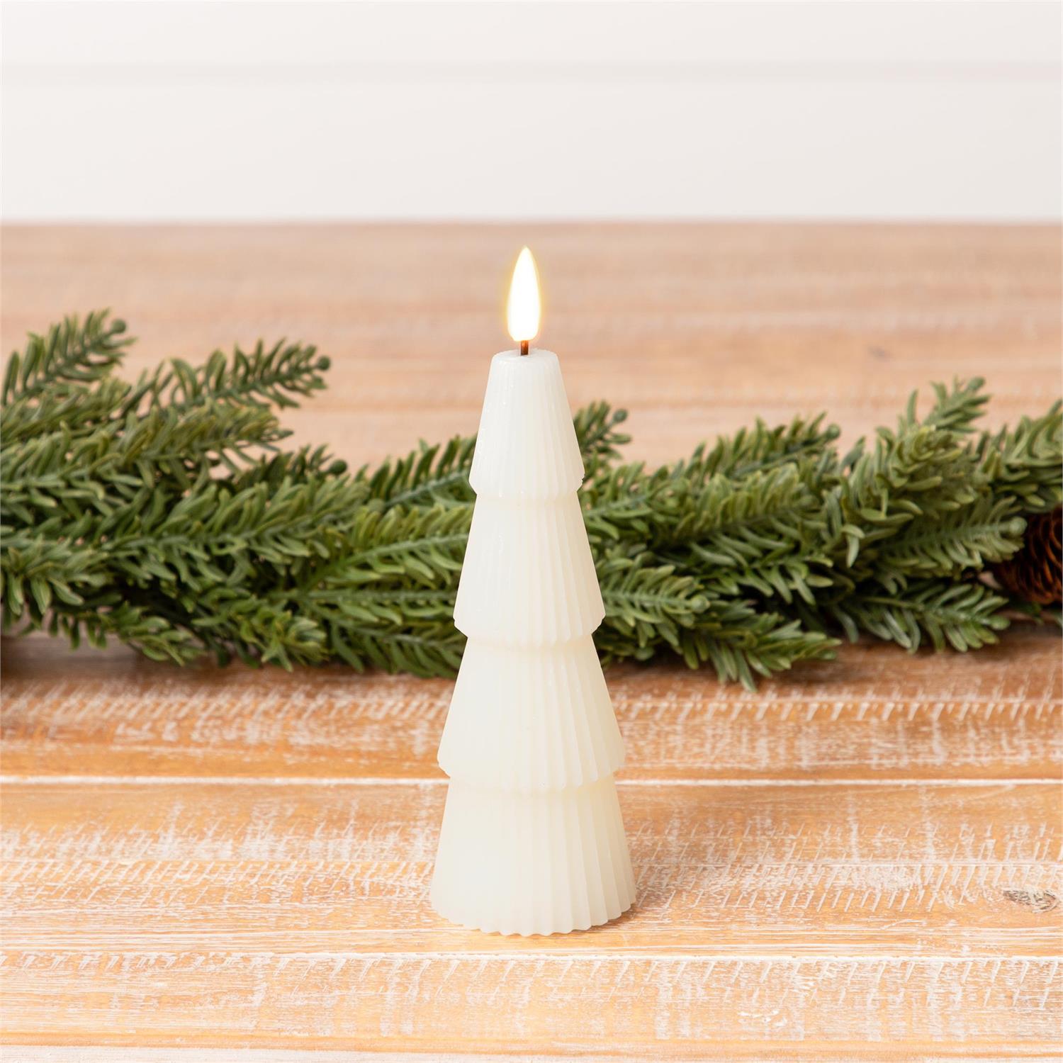 LED Candle, Ribbed Christmas Tree