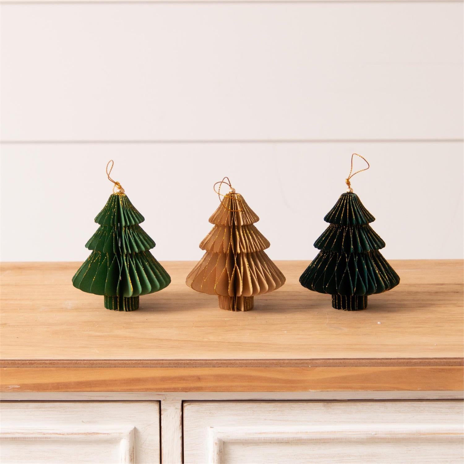 Gold Tipped Honeycomb Tree Ornaments