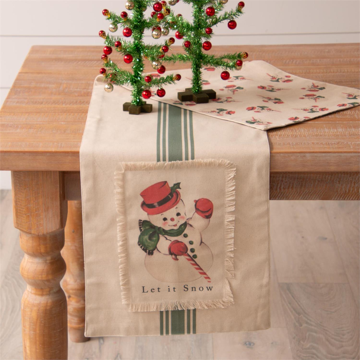 Reversible Table Runner - Vintage Snowman