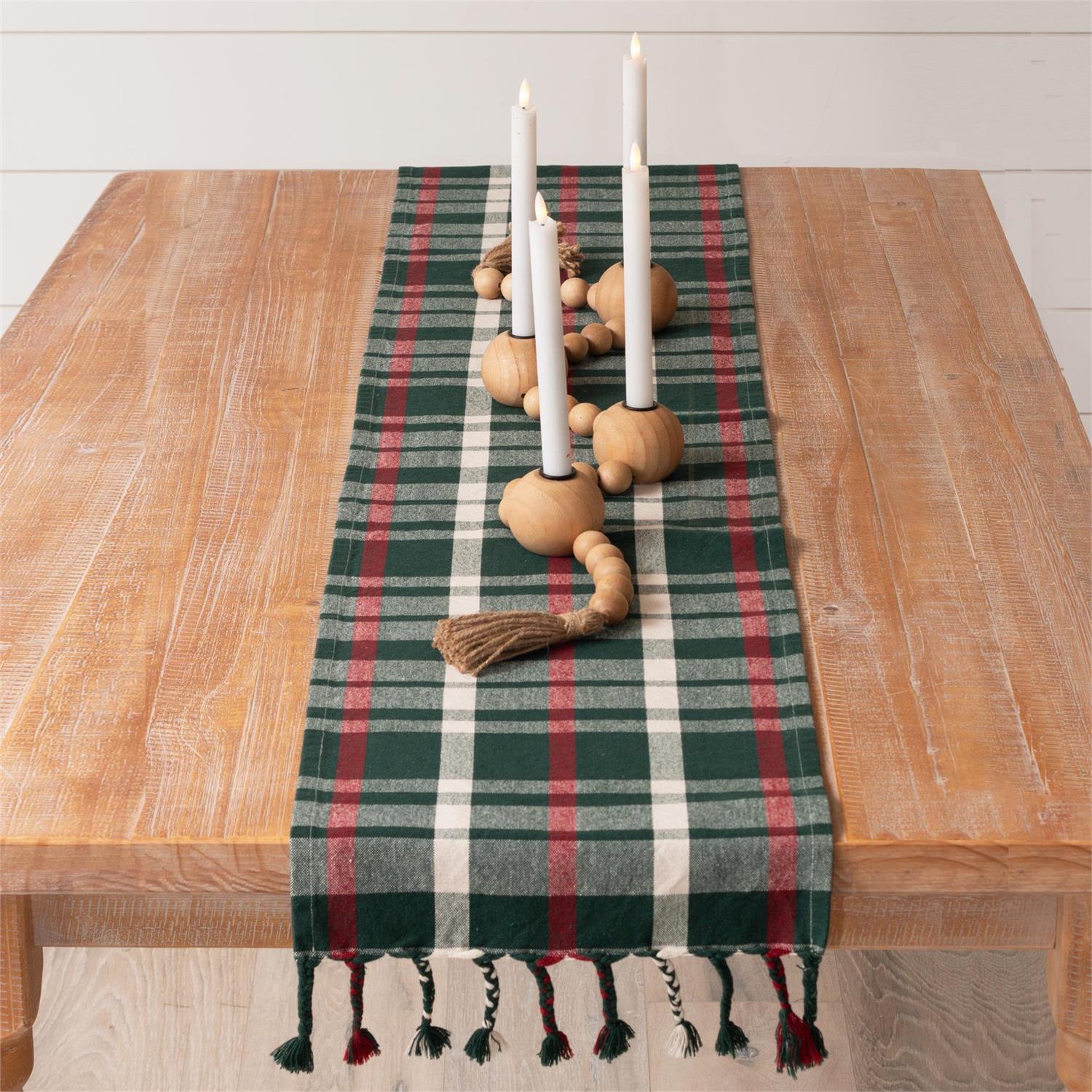 Table Runner - Forest Green And Red Plaid