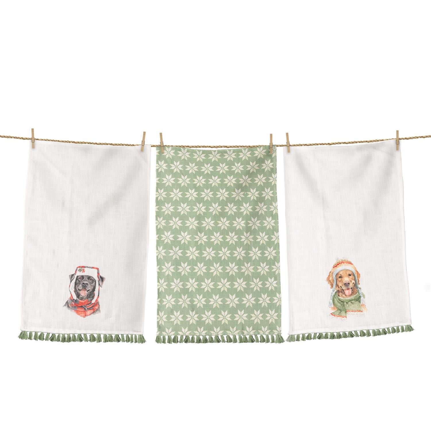 Tea Towels - Cozy Winter Dogs