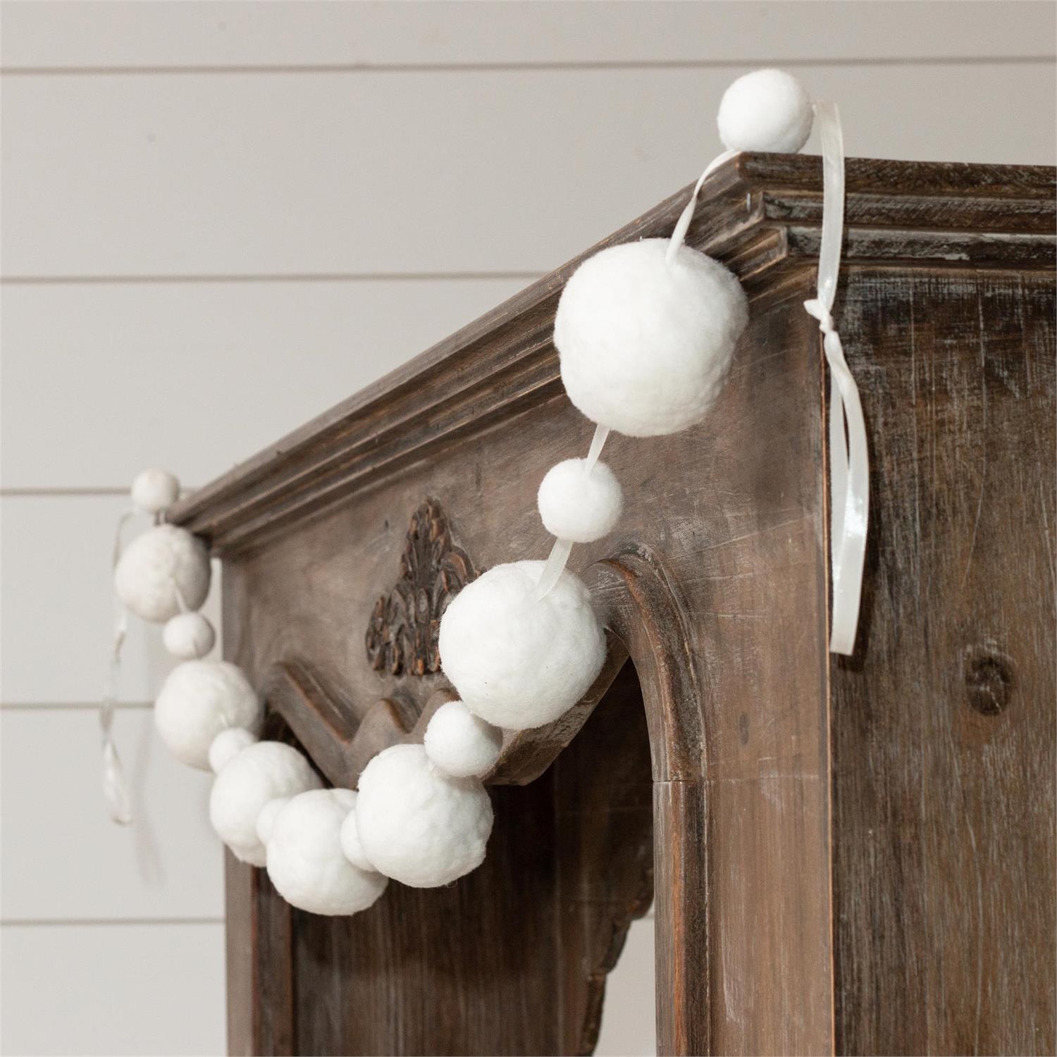 White Pom Pom Garland