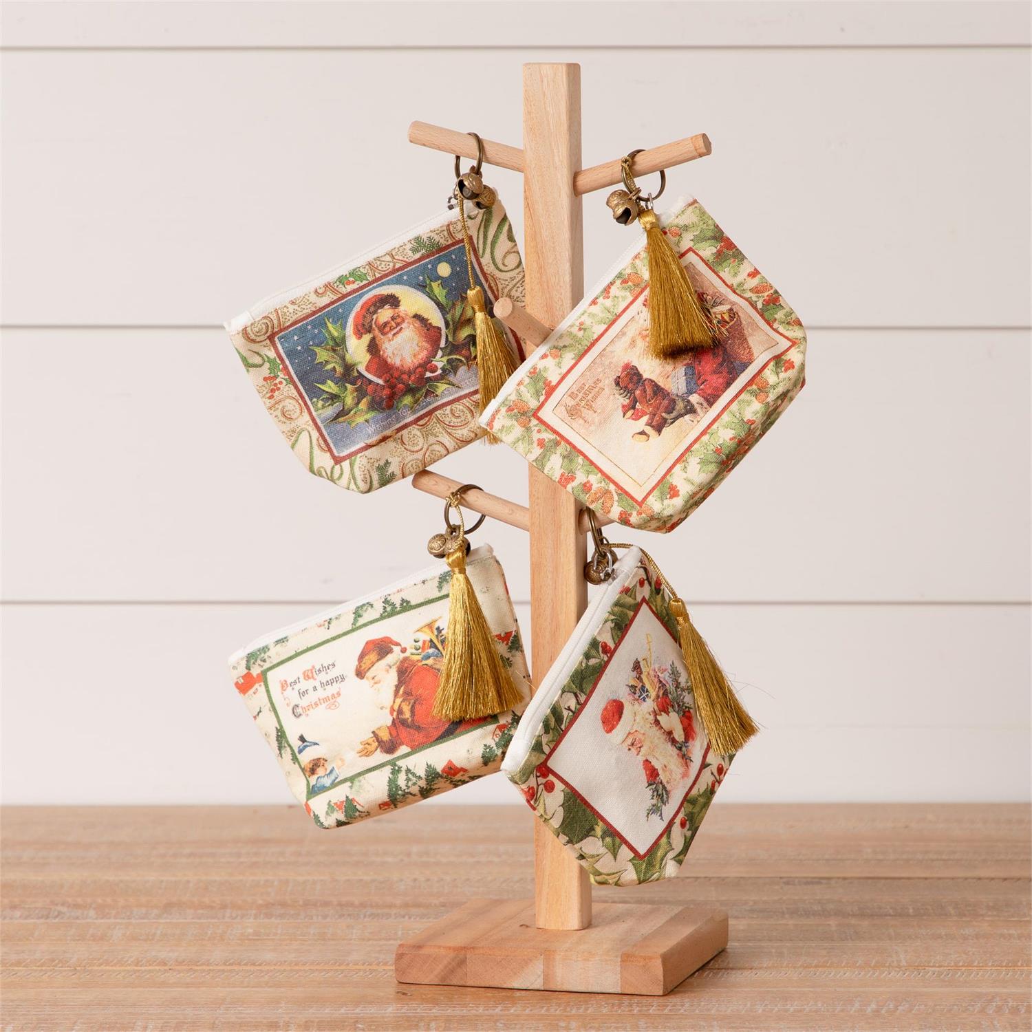 Santa Coin Purses with Display Stand