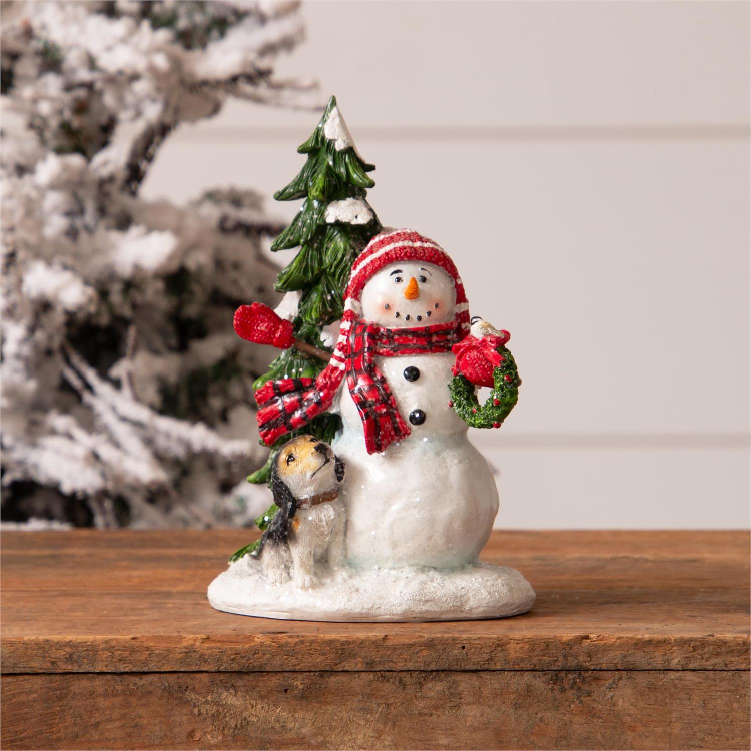 Snowman And Puppy Figurine