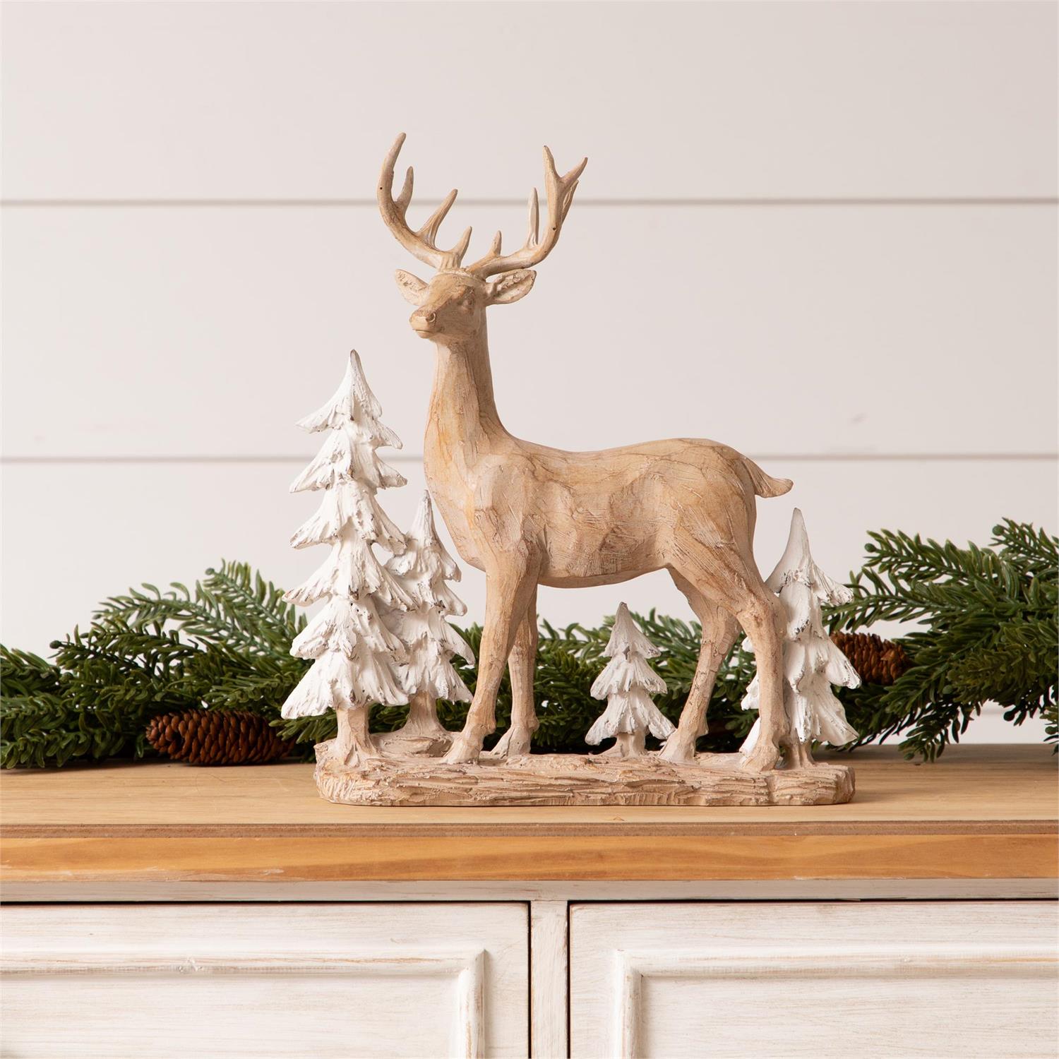 Resin Deer with Trees
