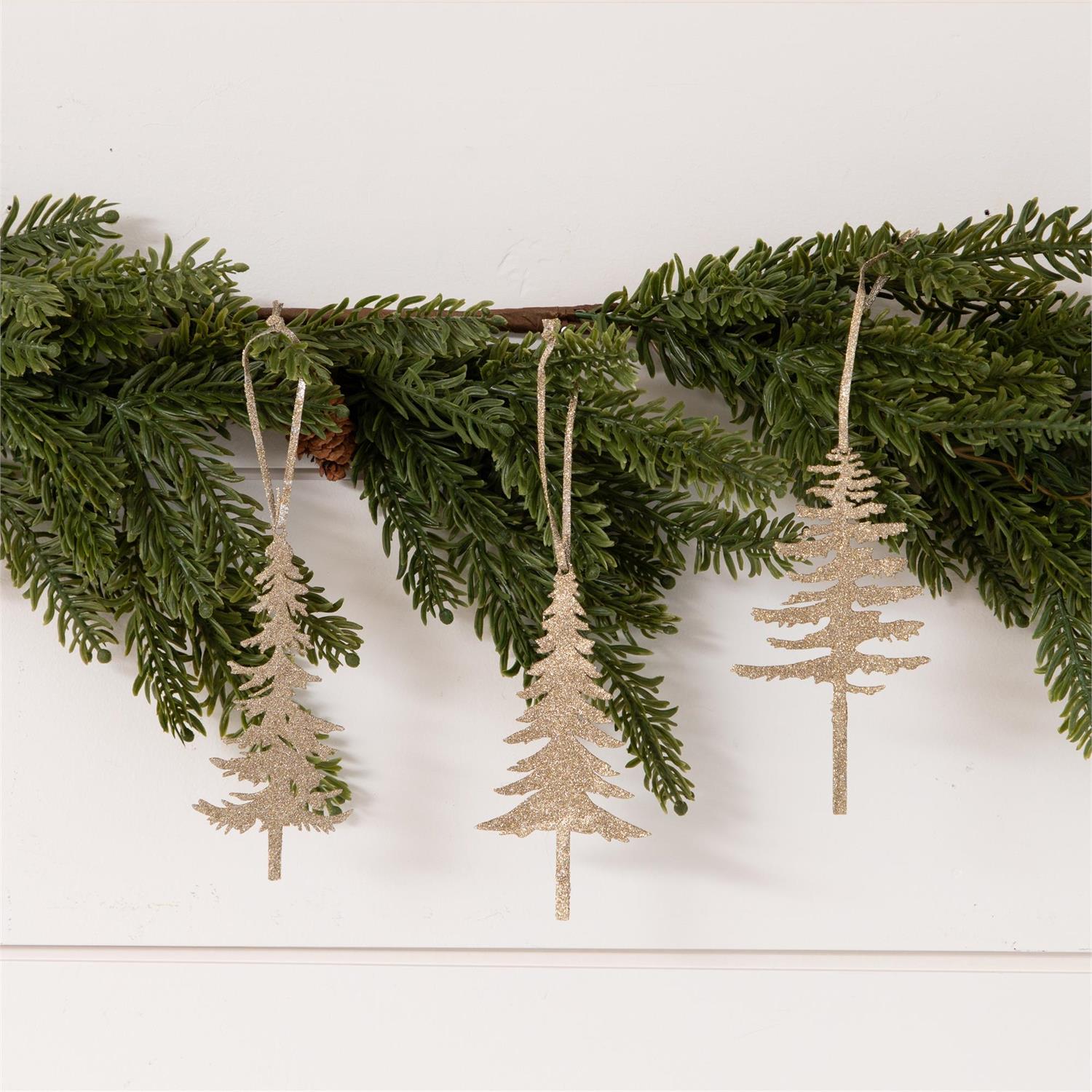 Ornaments - Glittery Champagne Trees