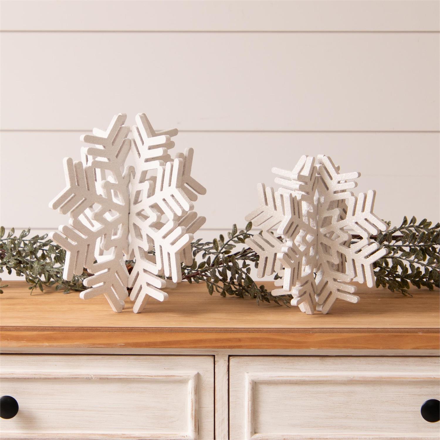 Glittery White 3-D Snowflakes
