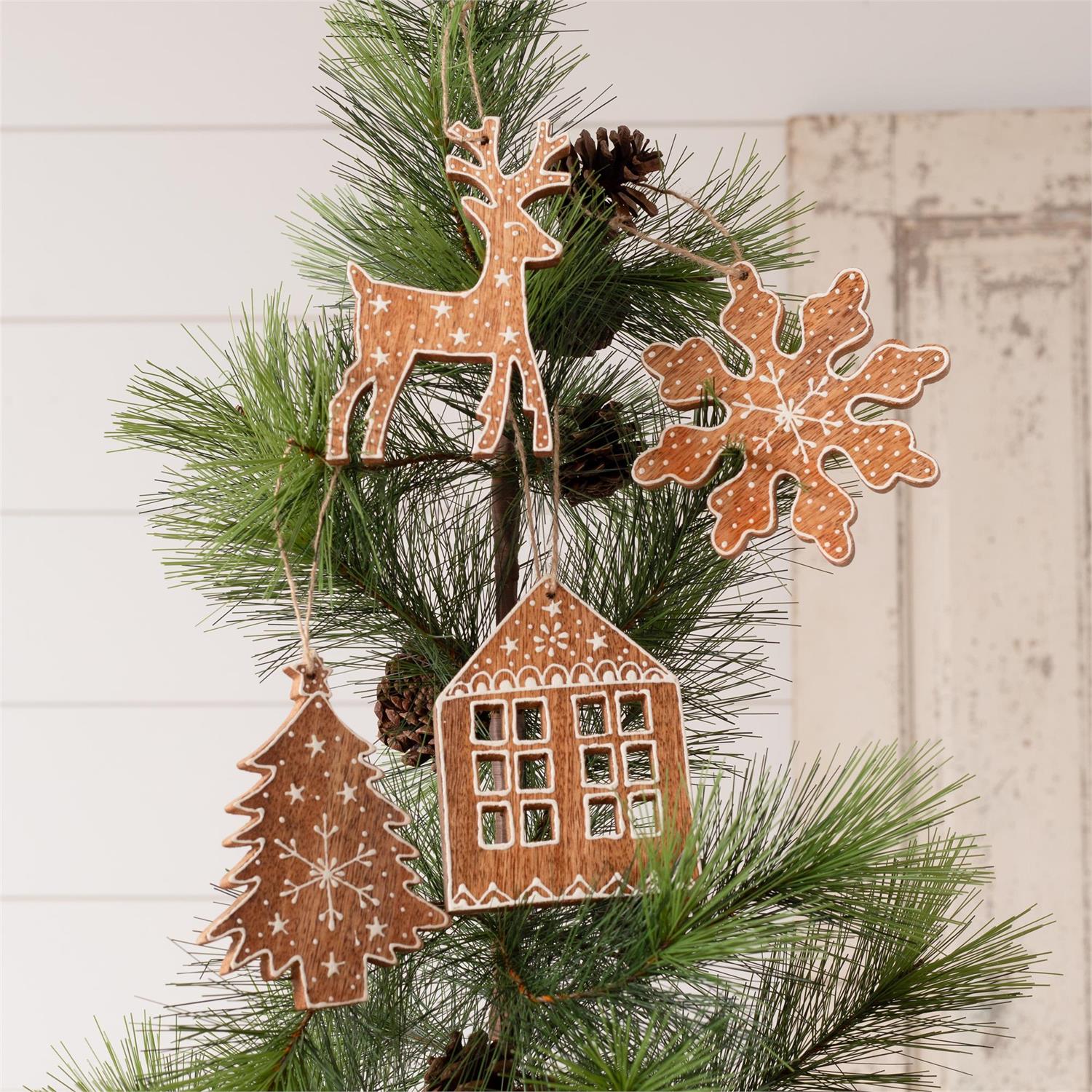 Ornaments - Mango Wood Christmas Cut-Outs