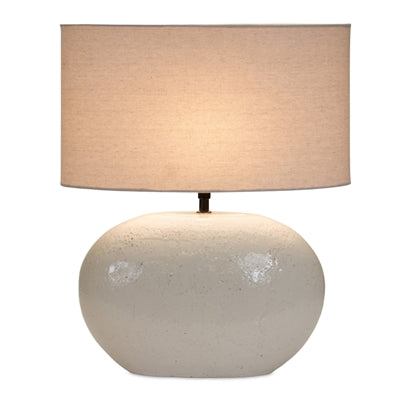 Large Oval Terracotta Lamp w/ Linen Shade