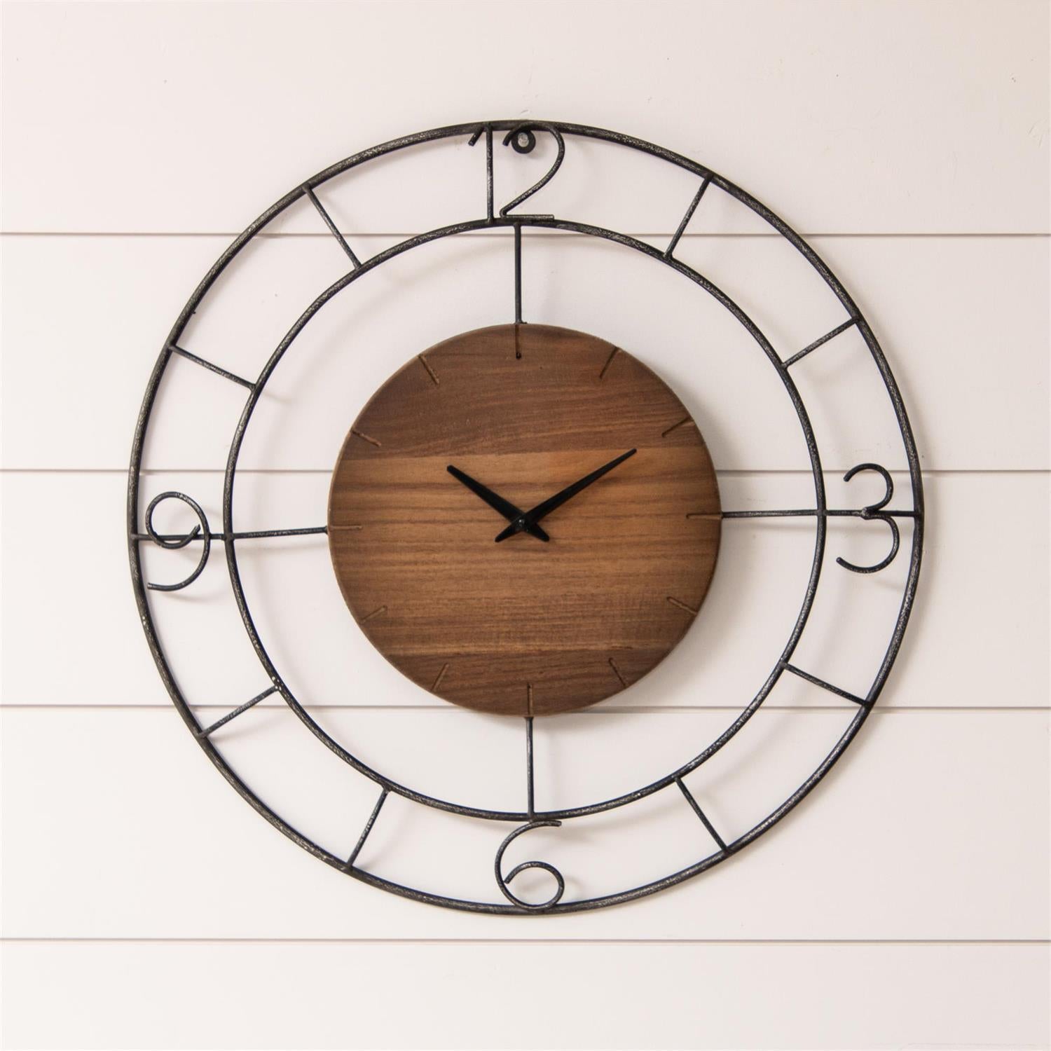 Round Clock With Black Open Frame
