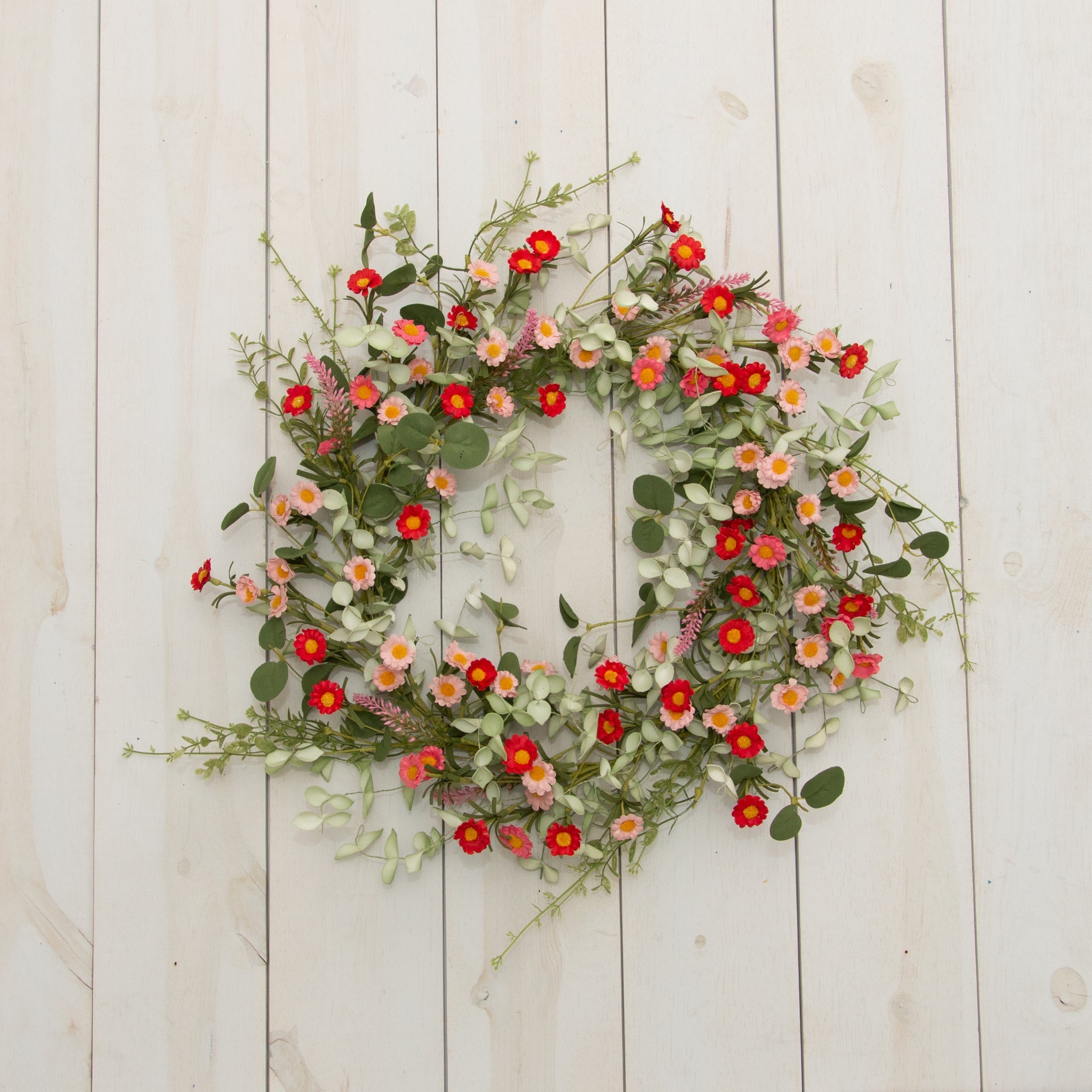 Wreath - Peach Mini Floral And Greens