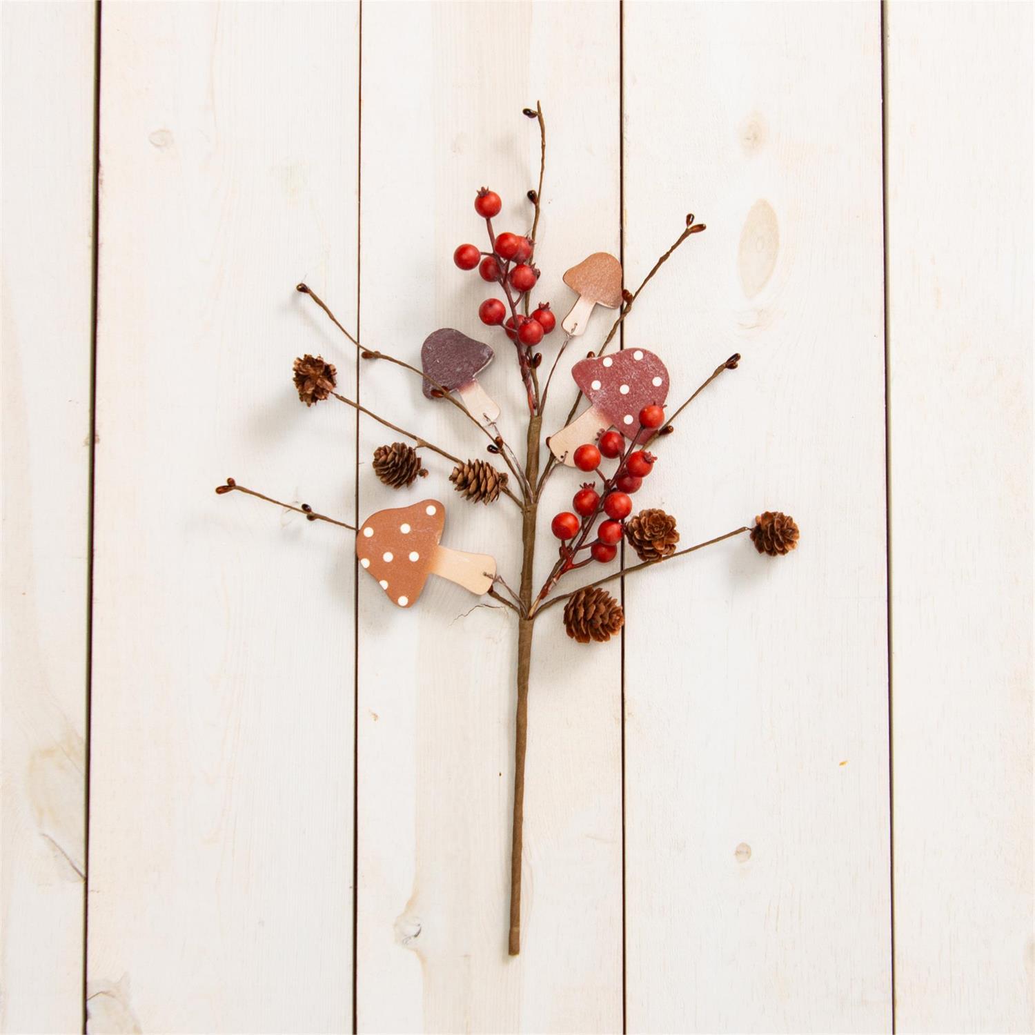 Berries, Mini Pinecones, Mushrooms Pick (S/2)