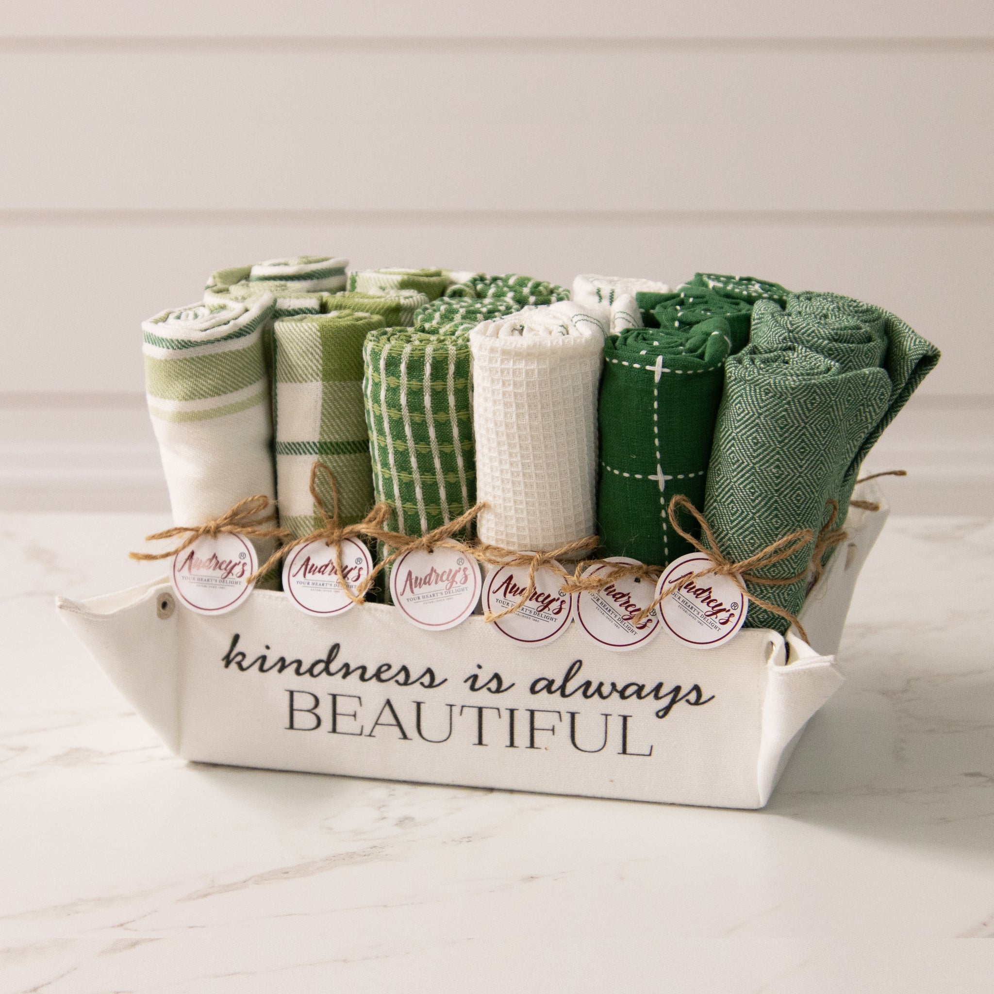 Tea Towels - Asstd Green Waffle