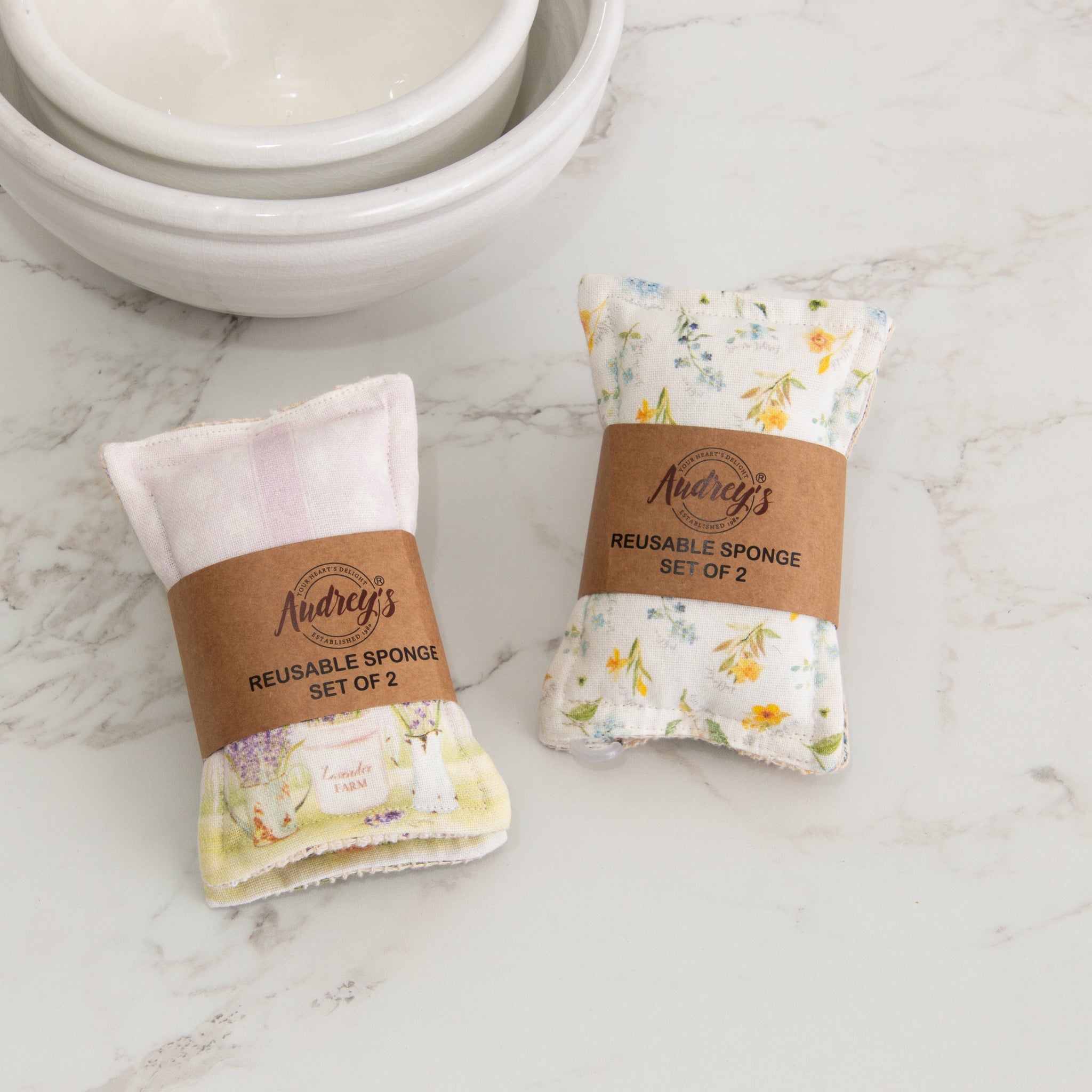 Reusable Fabric Sponges - Lavender And Floral