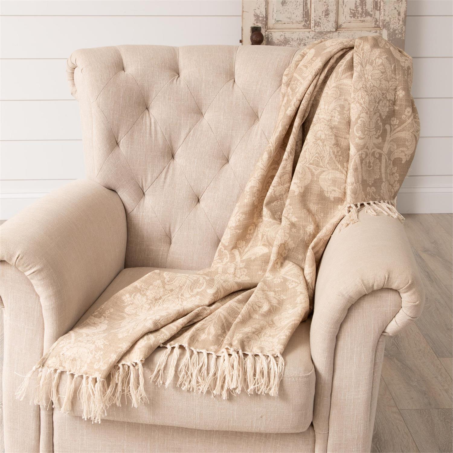 Throw - Vintage Inspired Print, Taupe