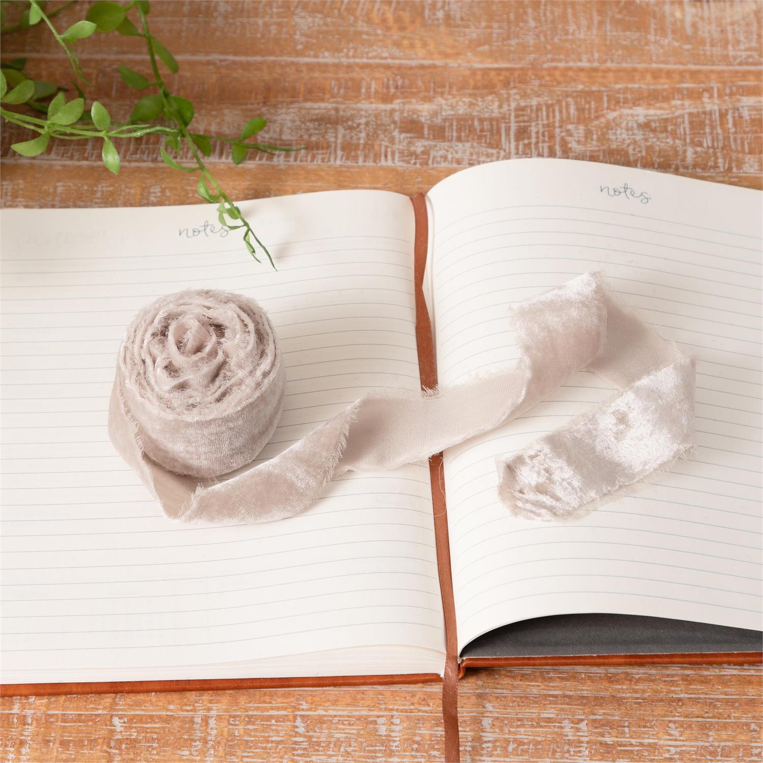 Gray  Raw Edge Velvet Ribbon