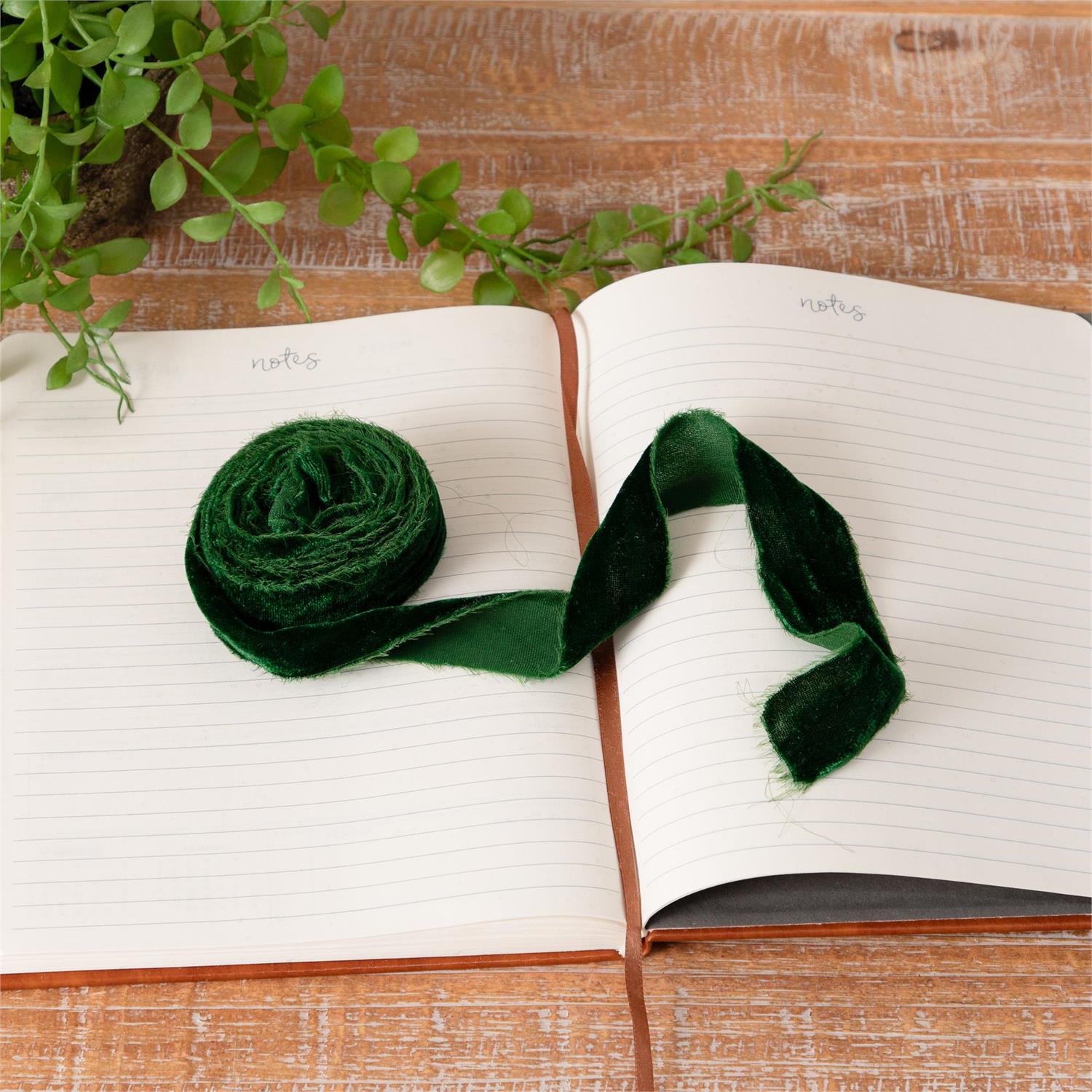 Green  Raw Edge Velvet Ribbon