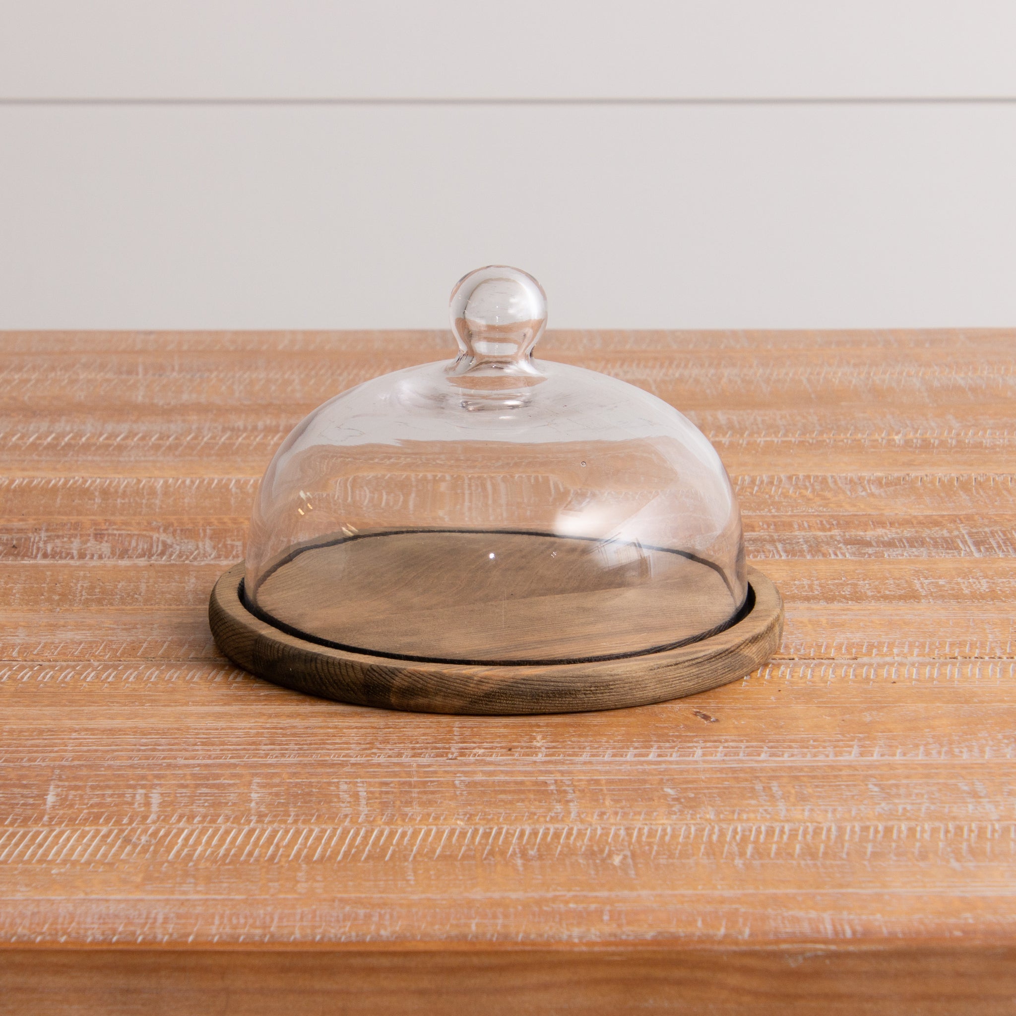 Glass Cloche With Wood Base, Lg