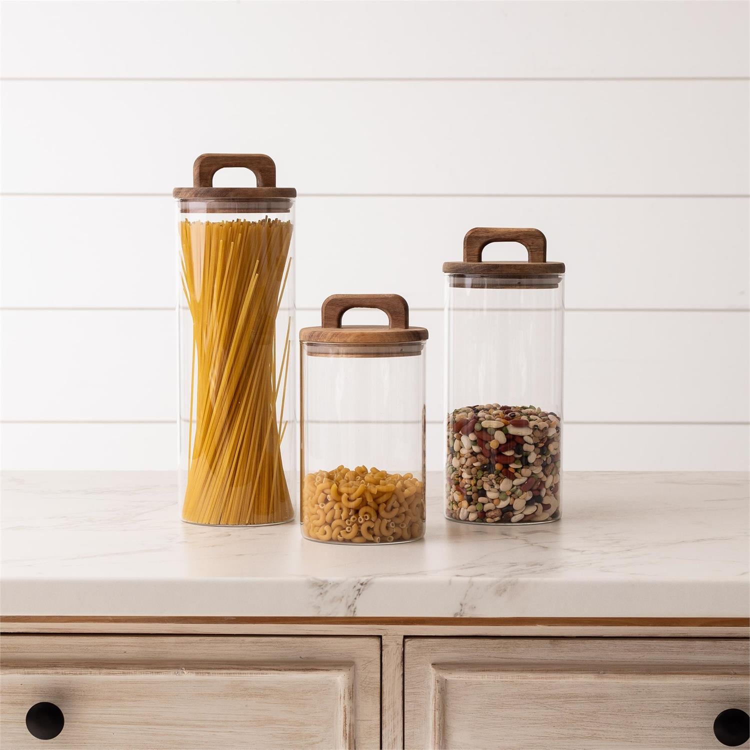 Glass Canisters with Wood Lids