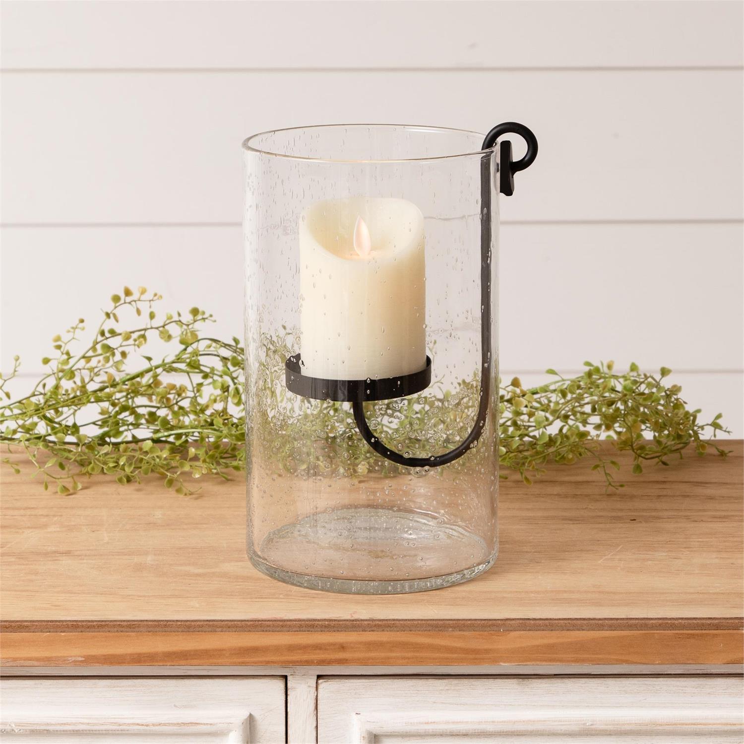 Bubble Glass Cylinder With Candle Holder