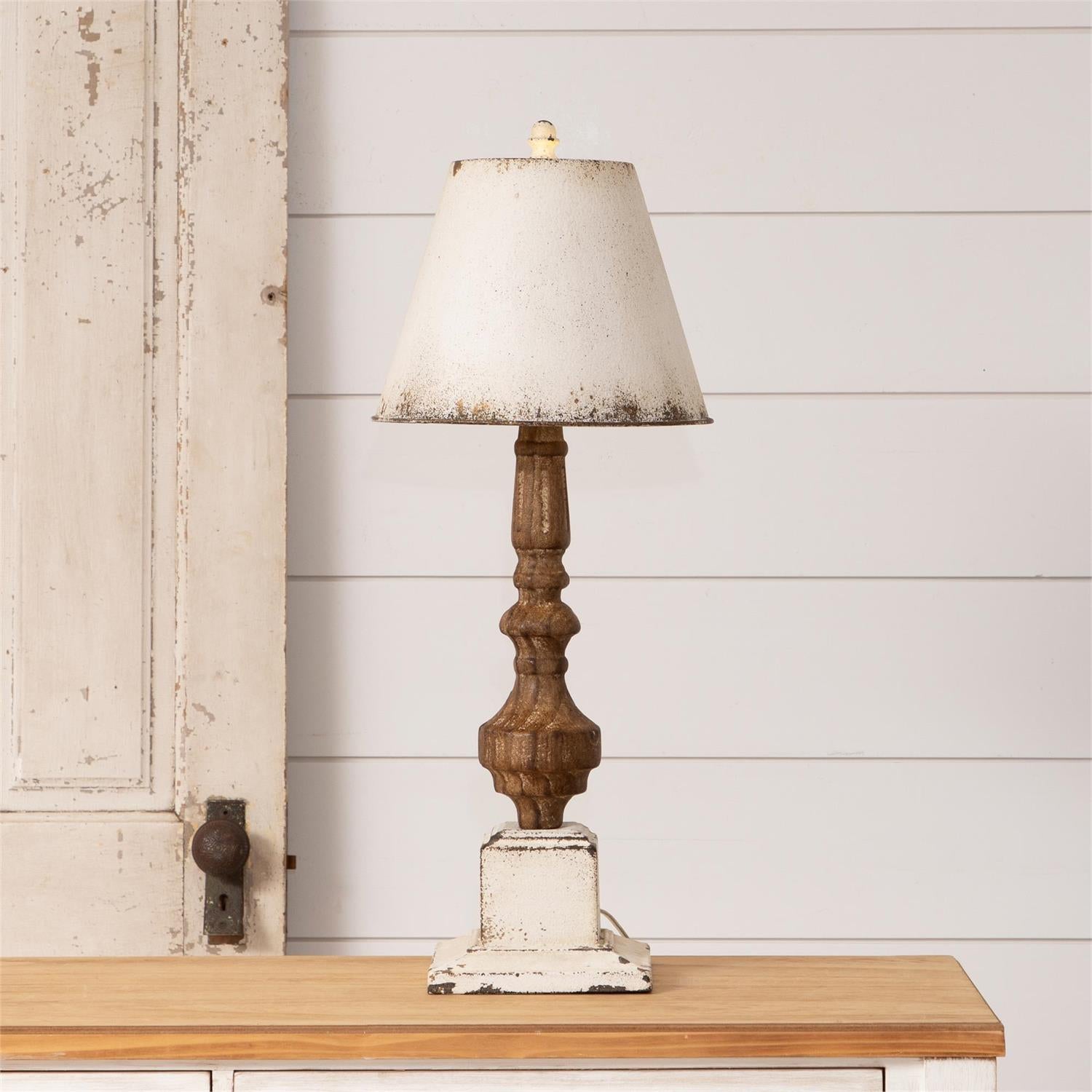Chippy White Lamp with Metal Shade