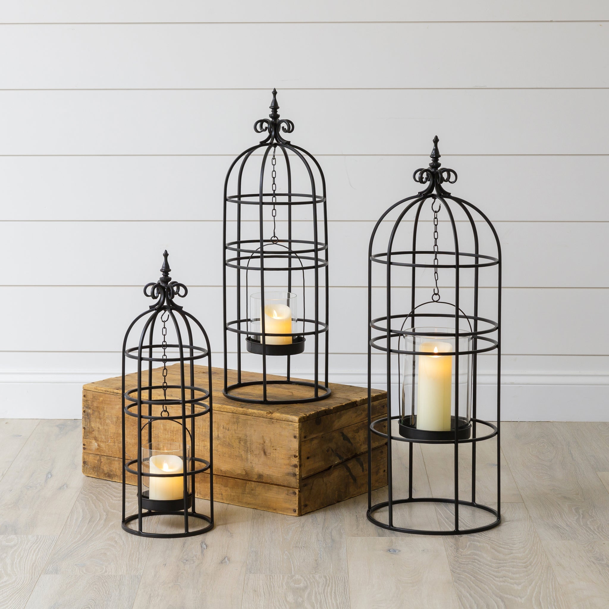 Hanging Cage-Style Metal Candle Holder