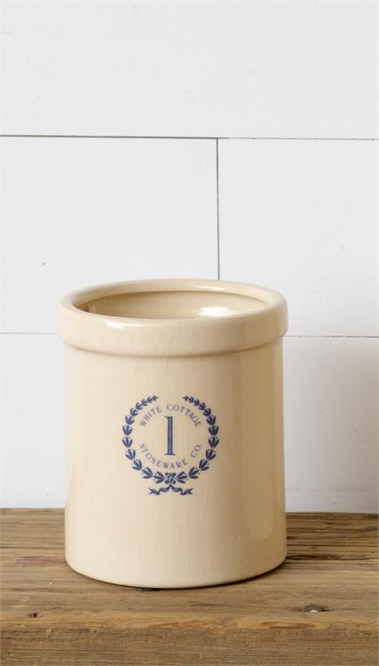 White Cottage Stoneware Crock No.1