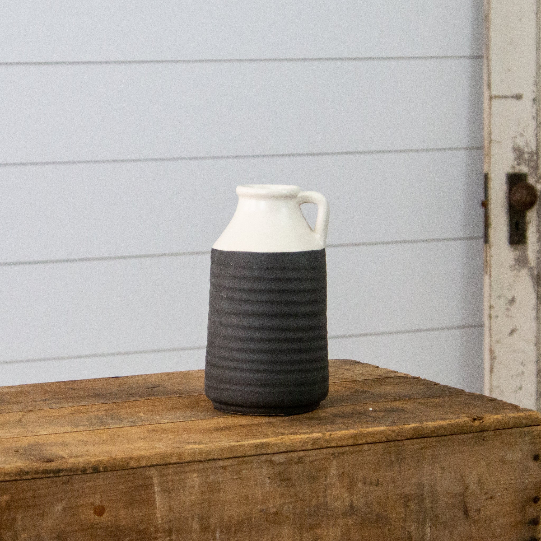 Black And White Stoneware Vase, Sm