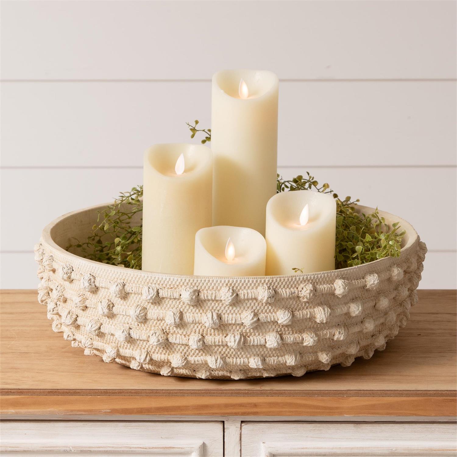 Ivory Textured Knot Cement Bowl, Lg