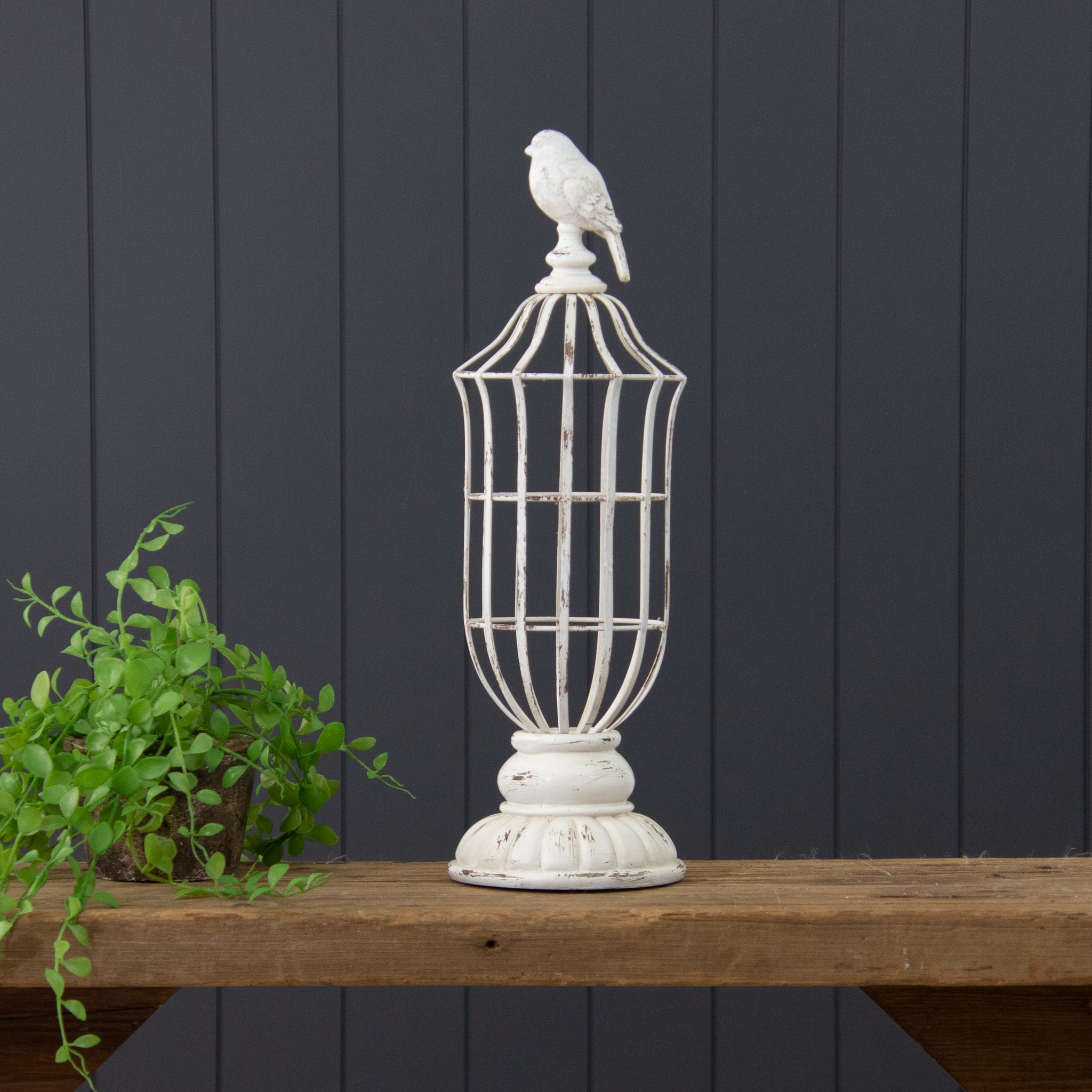 White Metal Bird Cage Finial (L)