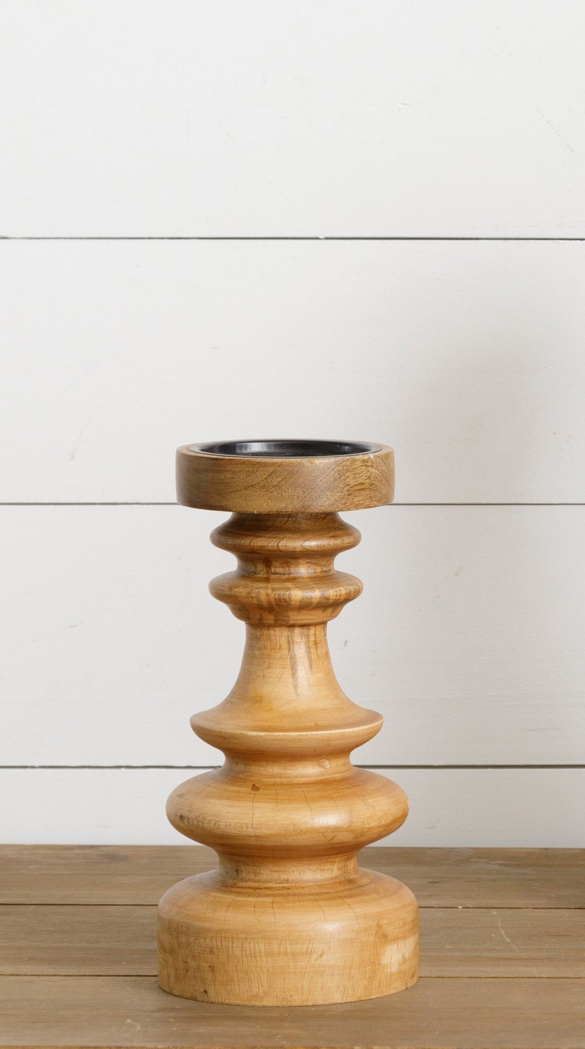 Turned Wood Candle Holder (M)