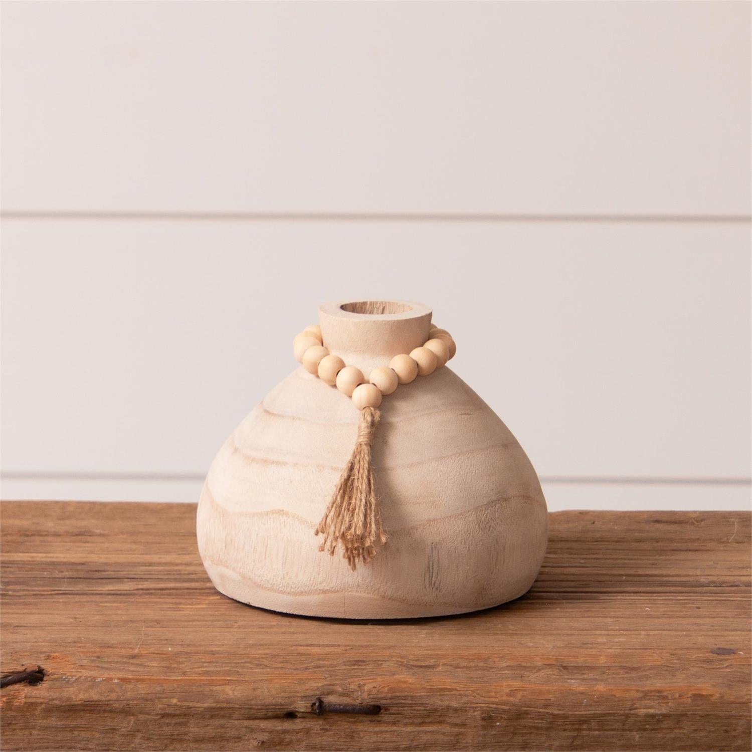 Beaded Paulownia Vase, Sm