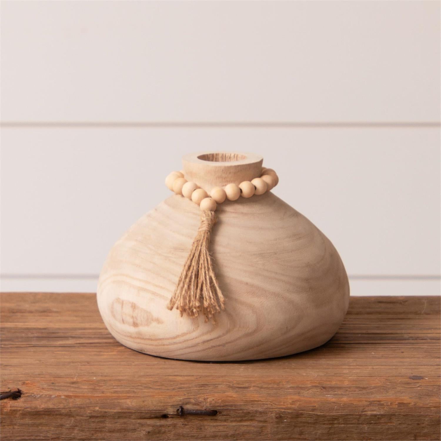 Beaded Paulownia Vase, Lg