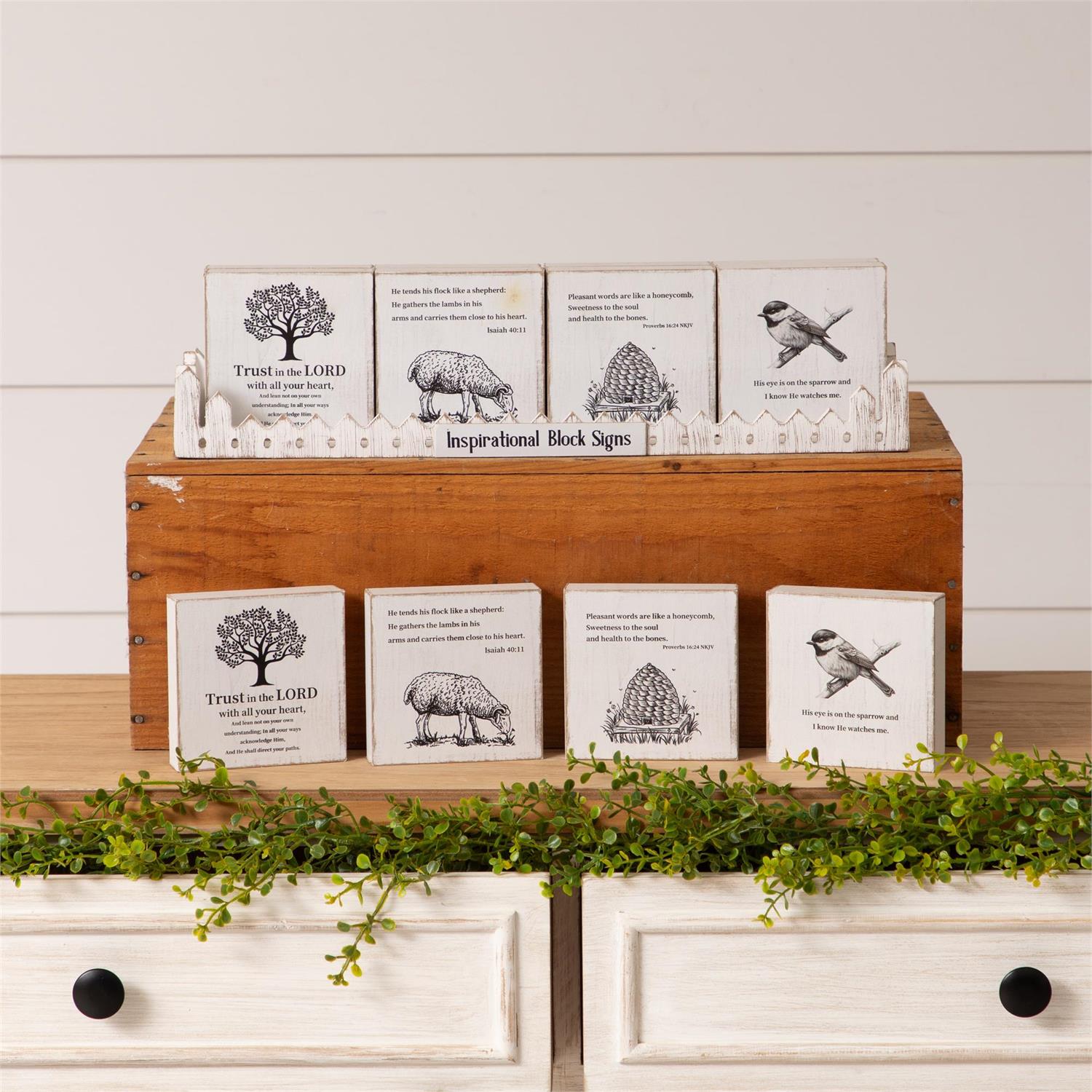 Crate Of 12 - Block Signs - Bible Verses