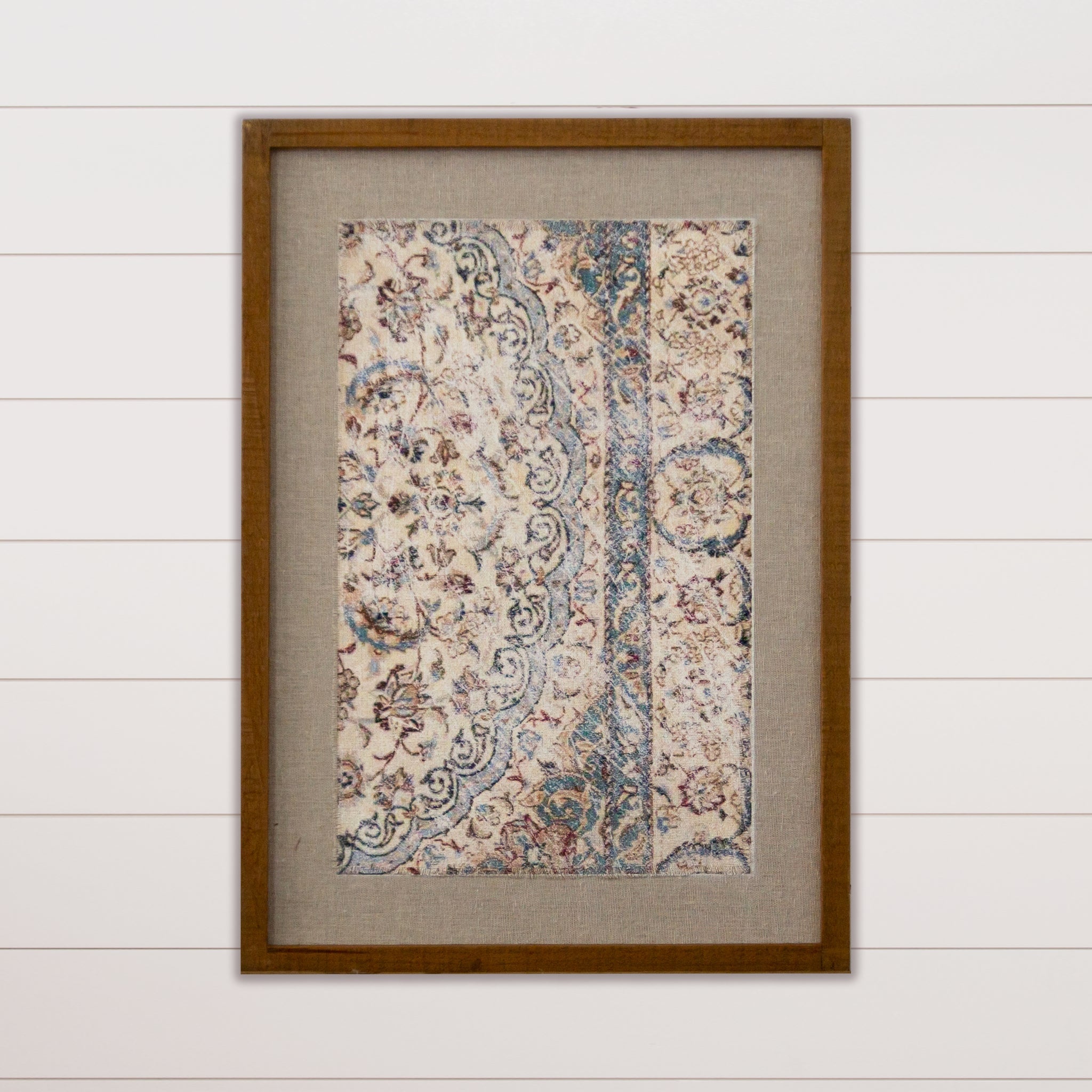 Framed Textile Wall Art - Antiqued Blue