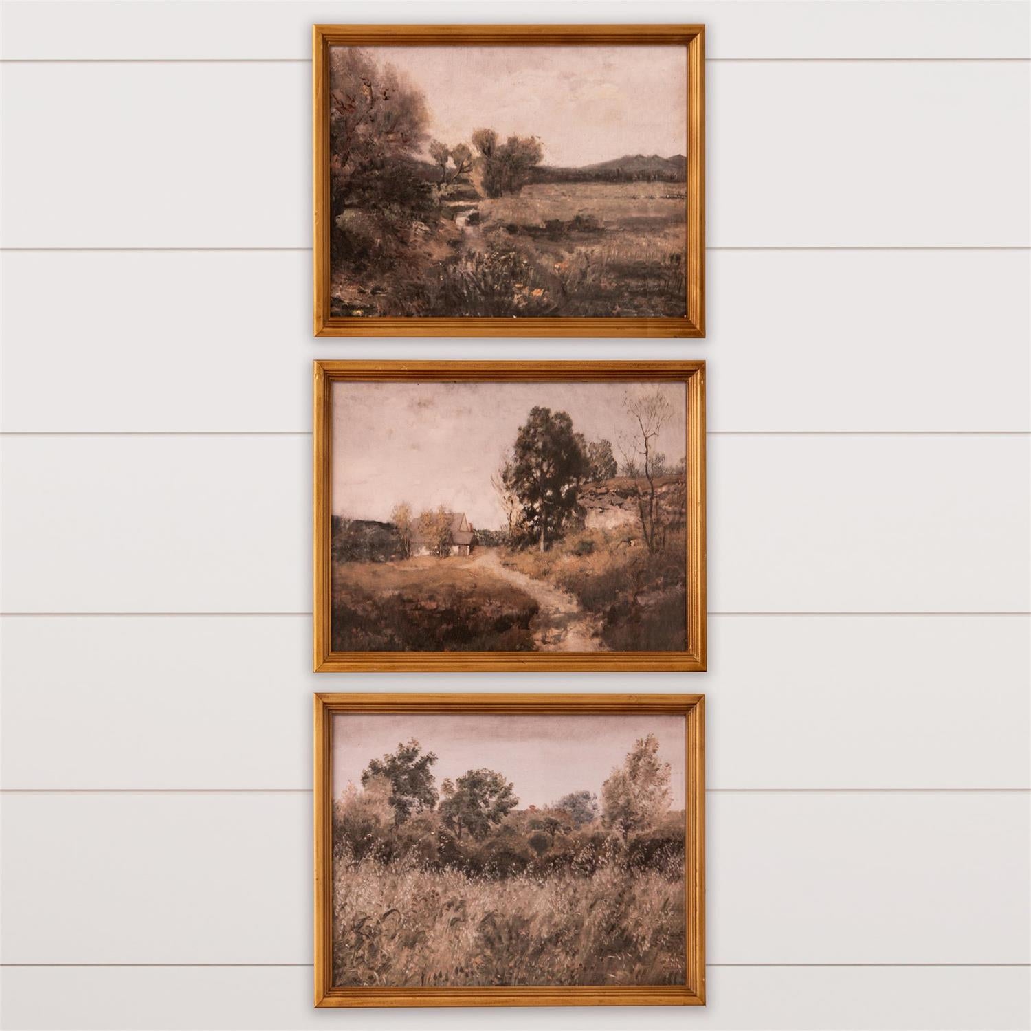 Antique Gold Framed Vintage Landscapes (S/3)
