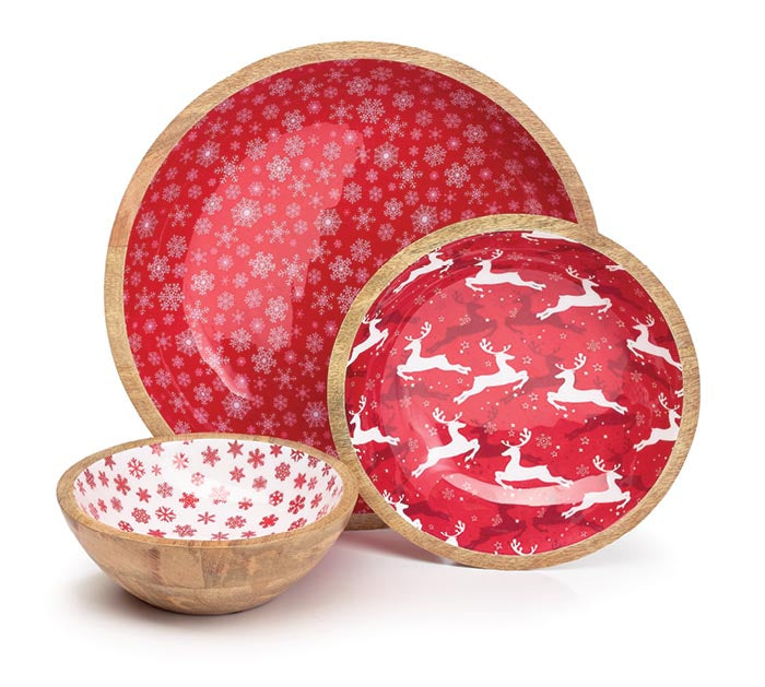Holiday Nesting Wooden Bowls
