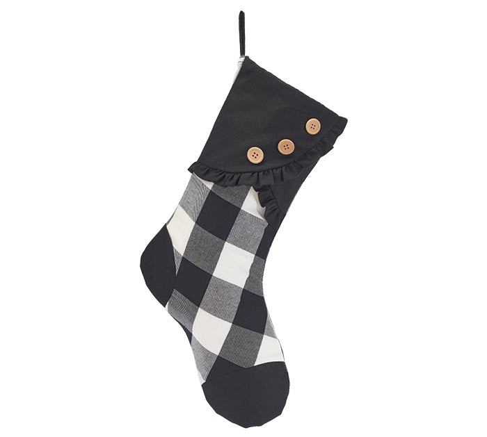 Black & White Plaid Stocking w/ Ruffles