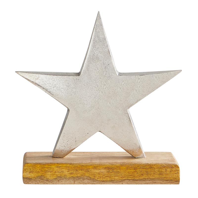 Silver Star w/ Wooden Base - Medium
