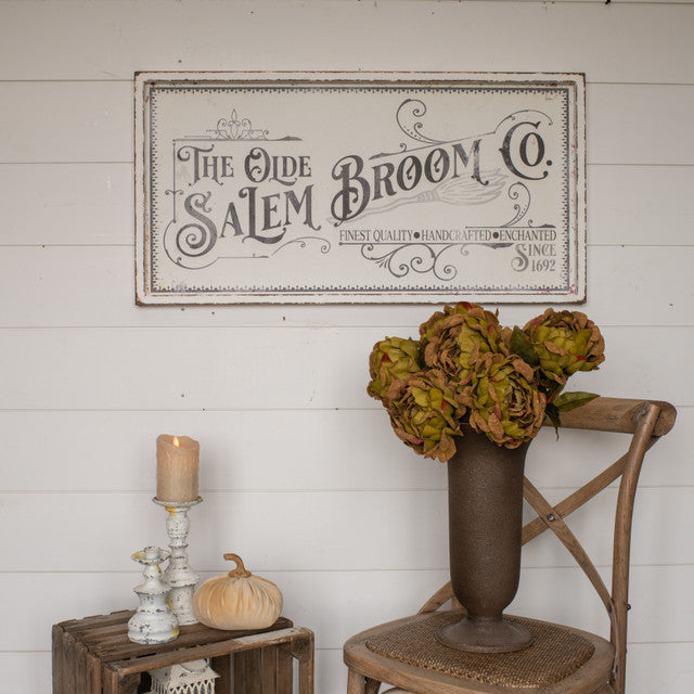 Vintage Styled Metal Salem Broom Wall Art