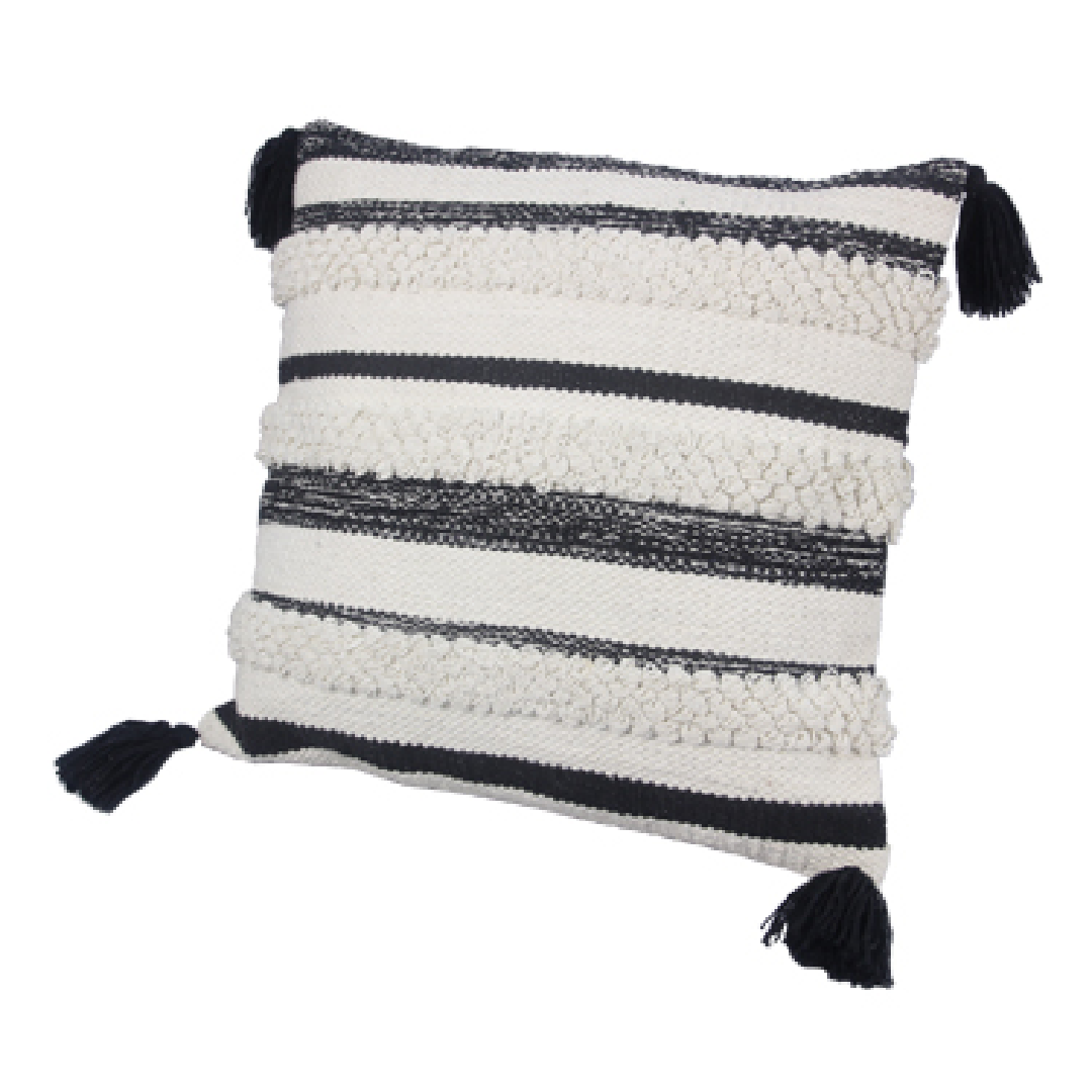 18" Square Textured Pillow w/ Details