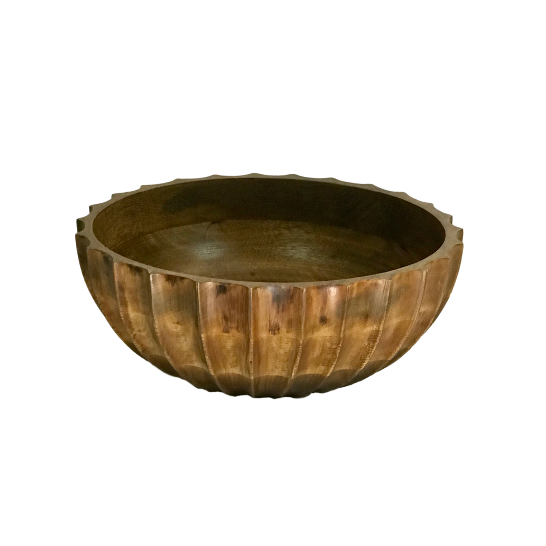 Hand Carved Scalloped Mango Bowl