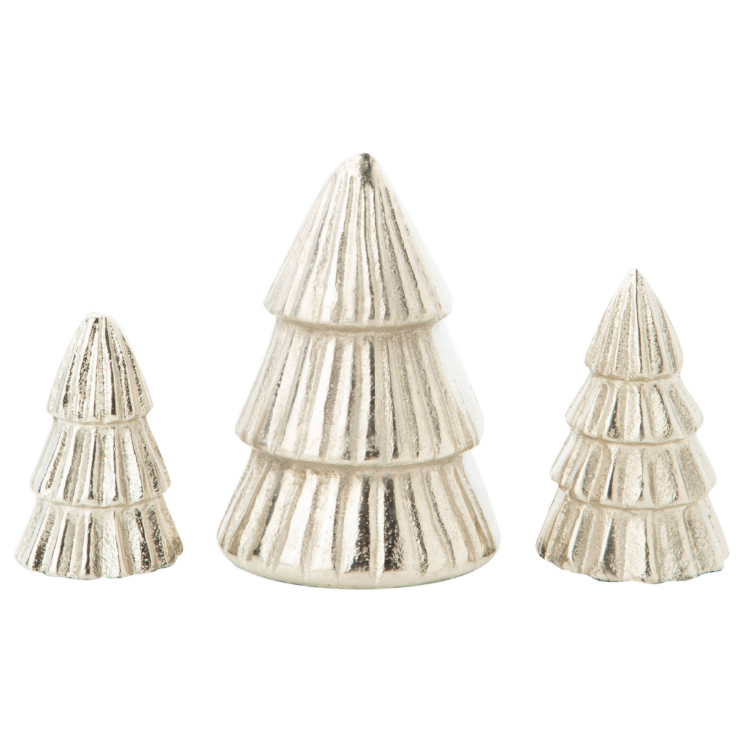 Silver Cast Metal Tabletop Trees (S/3)