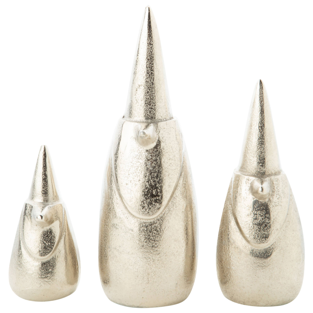 Silver Cast Metal Santa Gnomes (S/3)