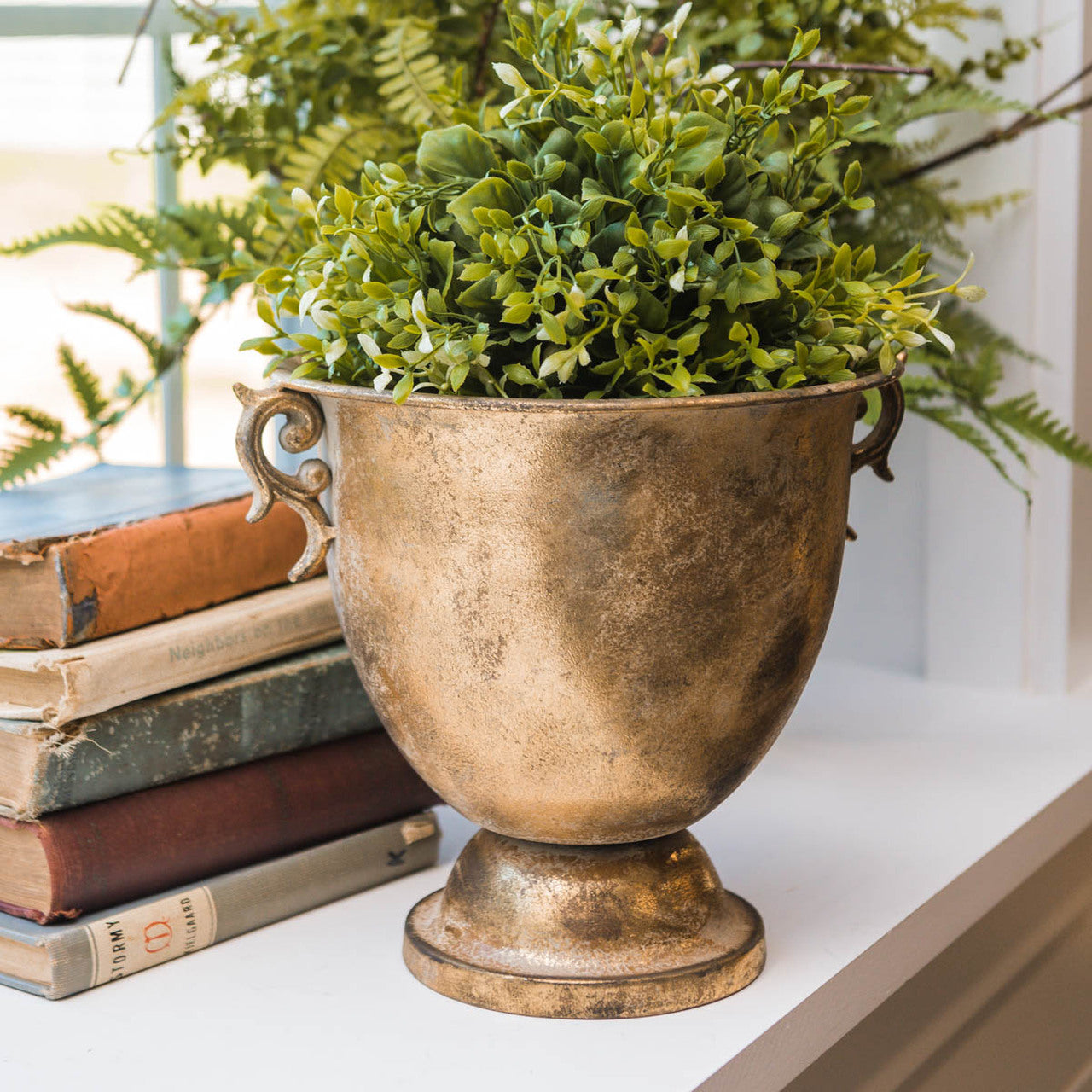 Large Antique Brass Styled Urn