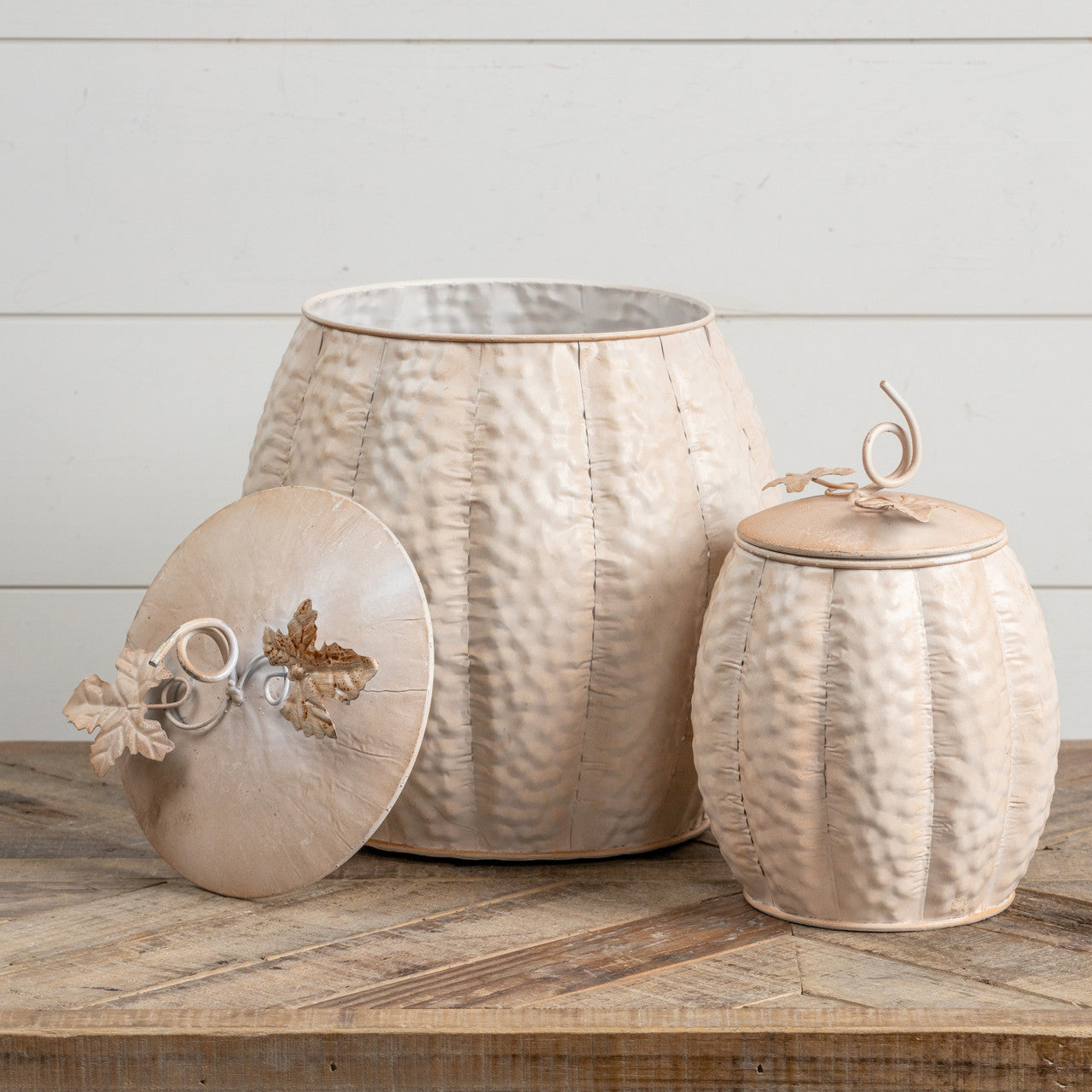 Metal Pumpkins w/ Lids (S/2)