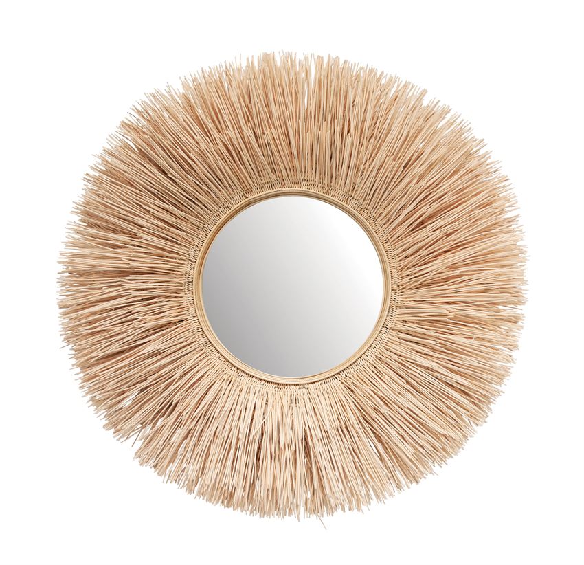 Handmade Bleached Wicker Wall Mirror (5642702651549)