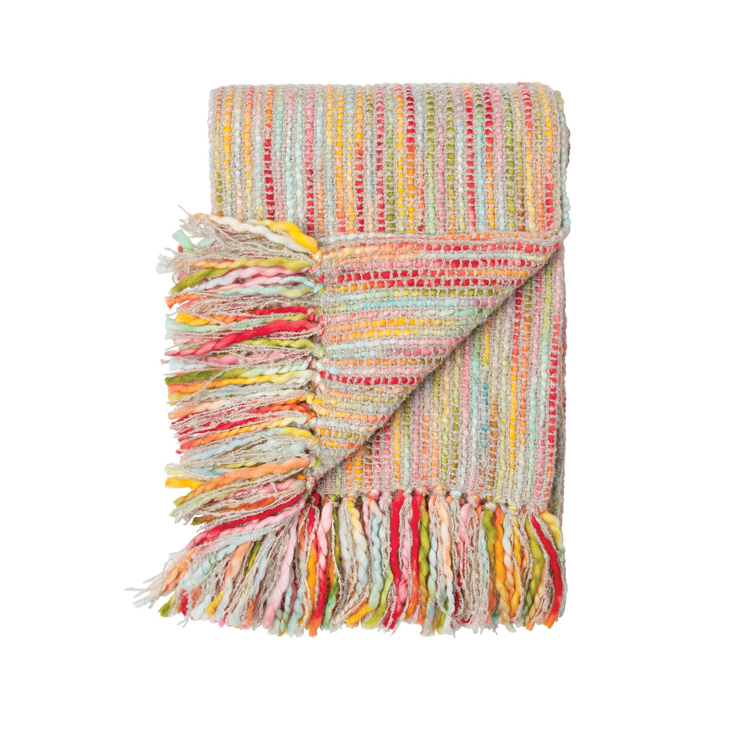 Rainbow Woven Throw w/ Fringe (5639805206685)
