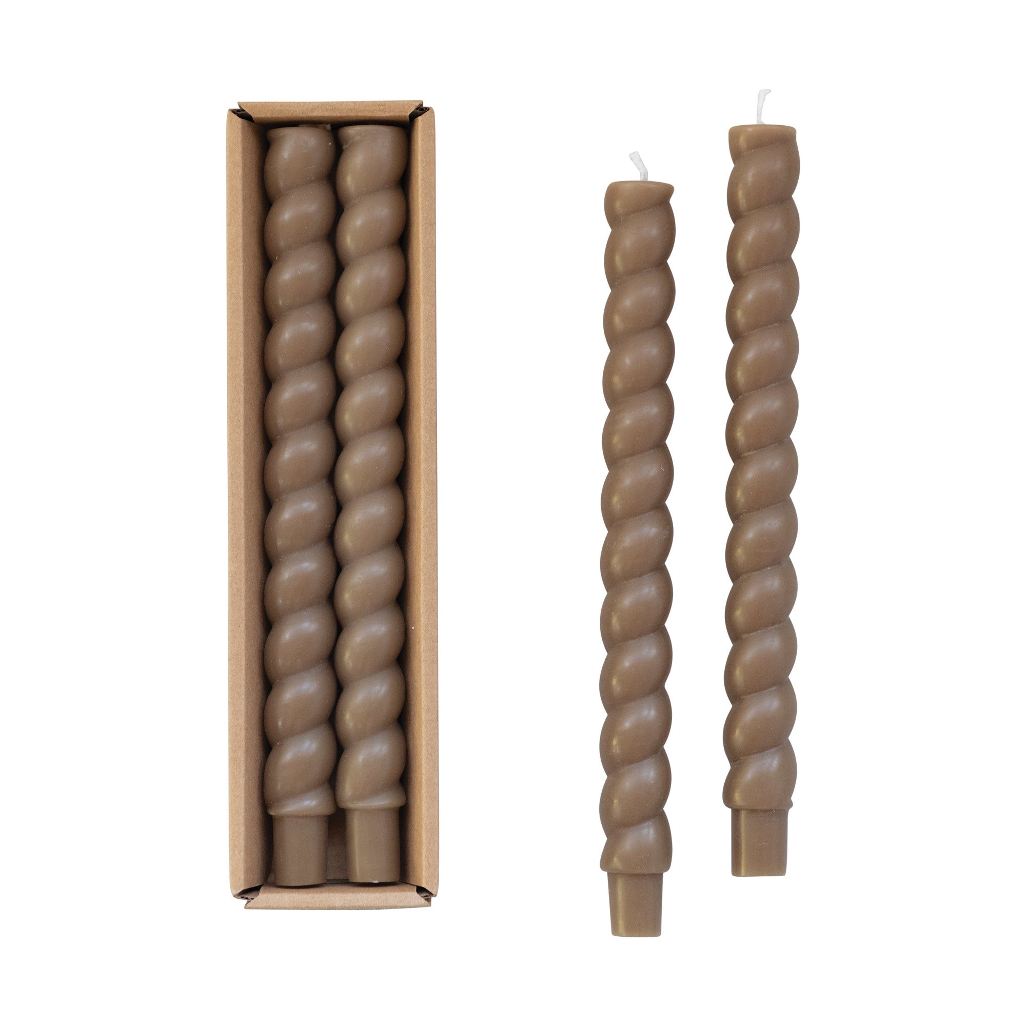 Twisted Taper Candles - Set of 2 - Acorn